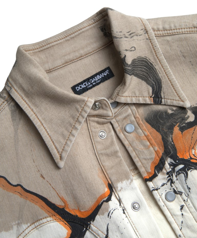 Dolce & Gabbana Flerfärgad Bomullskragejeansskjorta