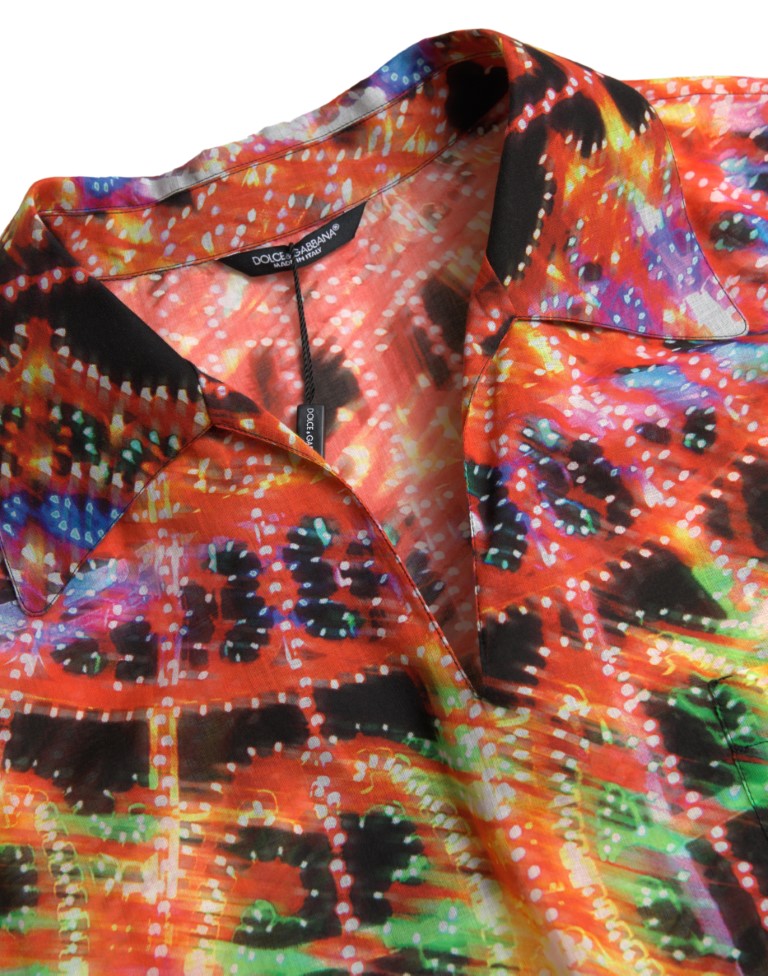 Dolce & Gabbana multicolor armaturtryck herr bomullsskjorta