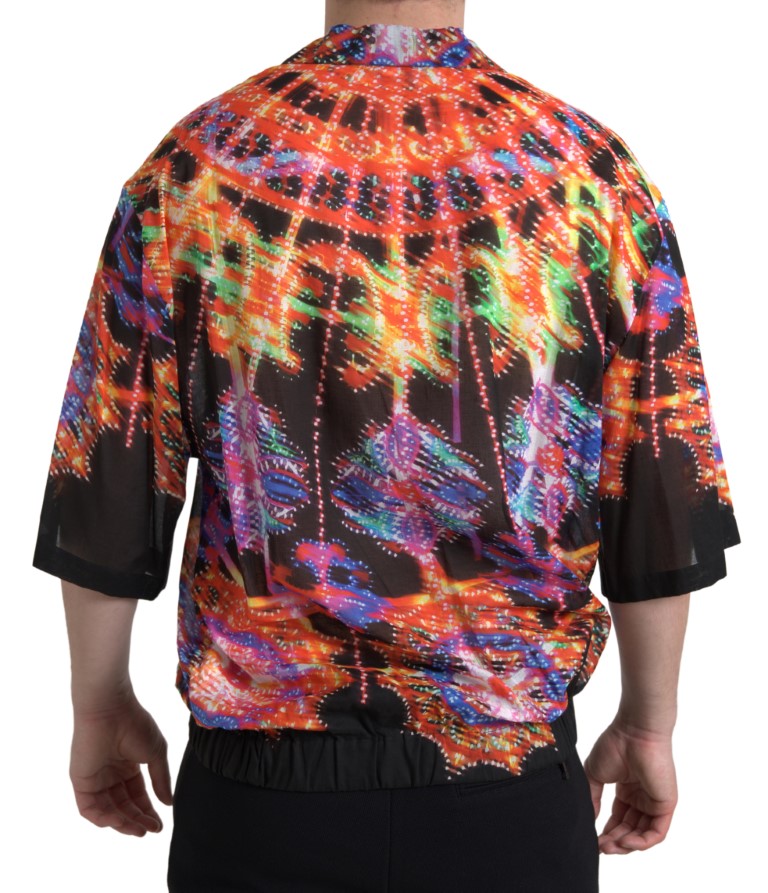 Dolce & Gabbana multicolor armaturtryck herr bomullsskjorta