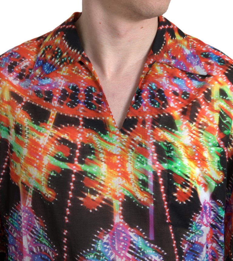 Dolce & Gabbana multicolor armaturtryck herr bomullsskjorta