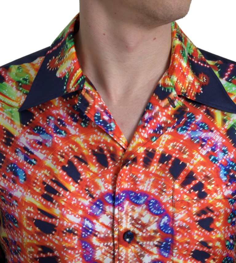 Dolce & Gabbana multicolor armaturtryck herrskjorta siden
