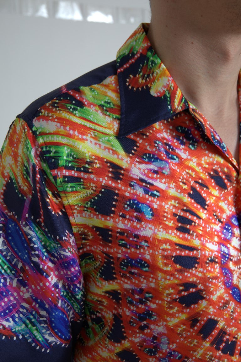 Dolce & Gabbana multicolor armaturtryck herrskjorta siden
