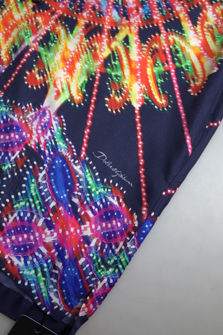 Dolce & Gabbana multicolor armaturtryck herrskjorta siden