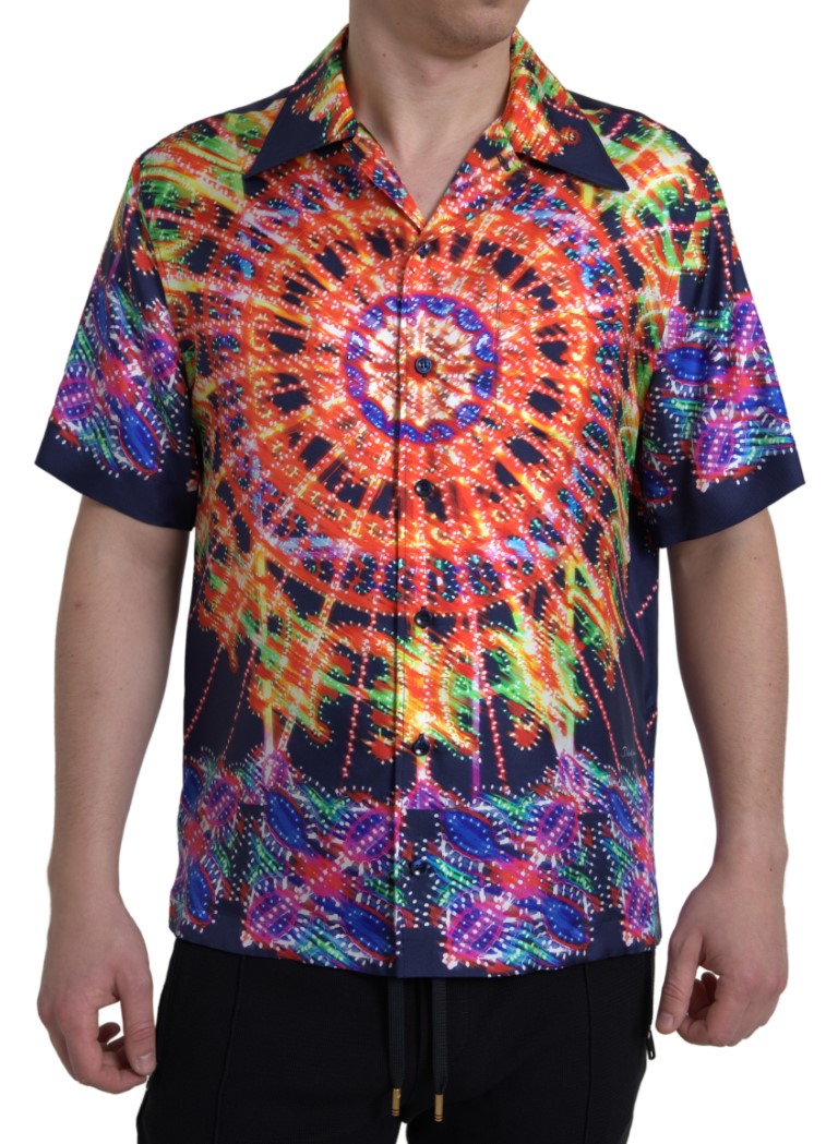 Dolce & Gabbana multicolor armaturtryck herrskjorta siden