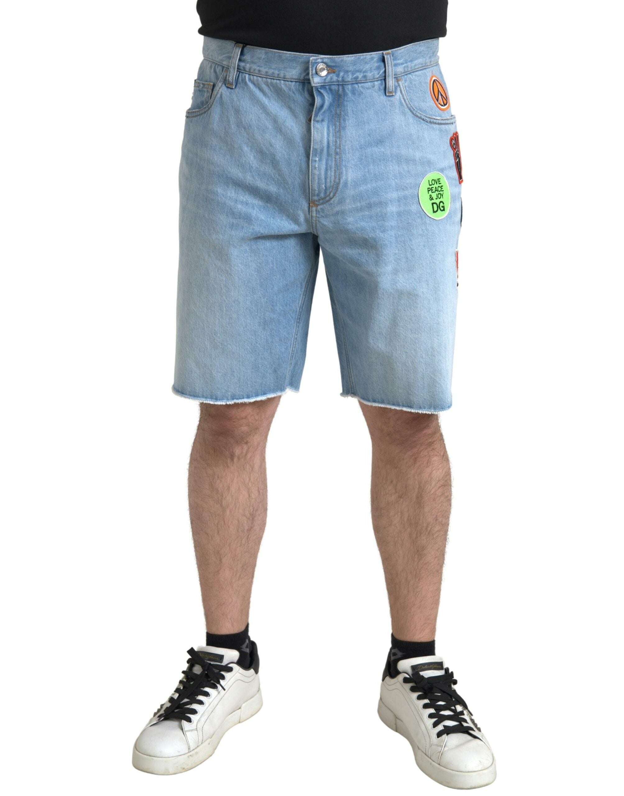 Dolce & Gabbana Ljusblå Bomull Herr Bermuda Jeansshorts