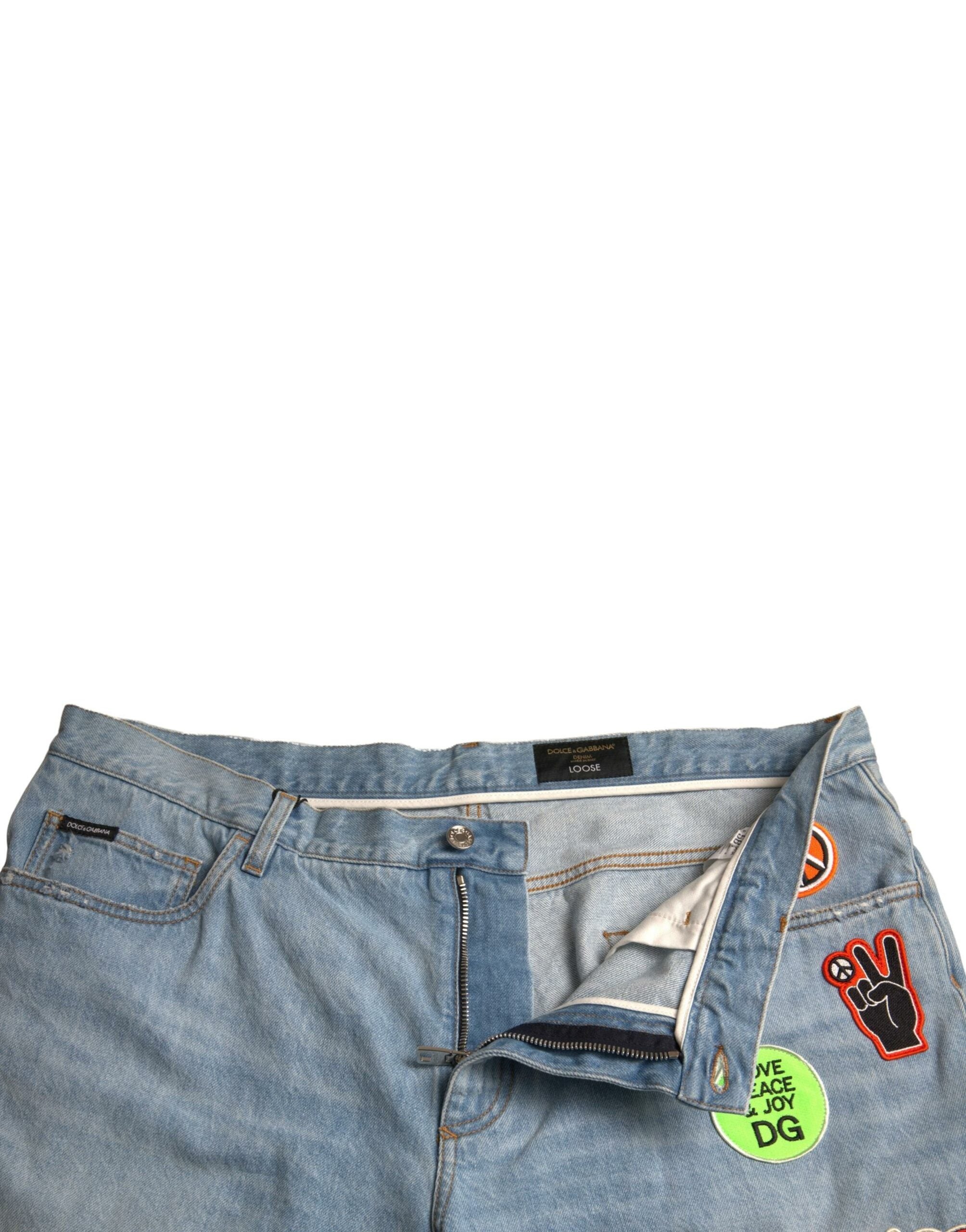 Dolce & Gabbana Ljusblå Bomull Herr Bermuda Jeansshorts