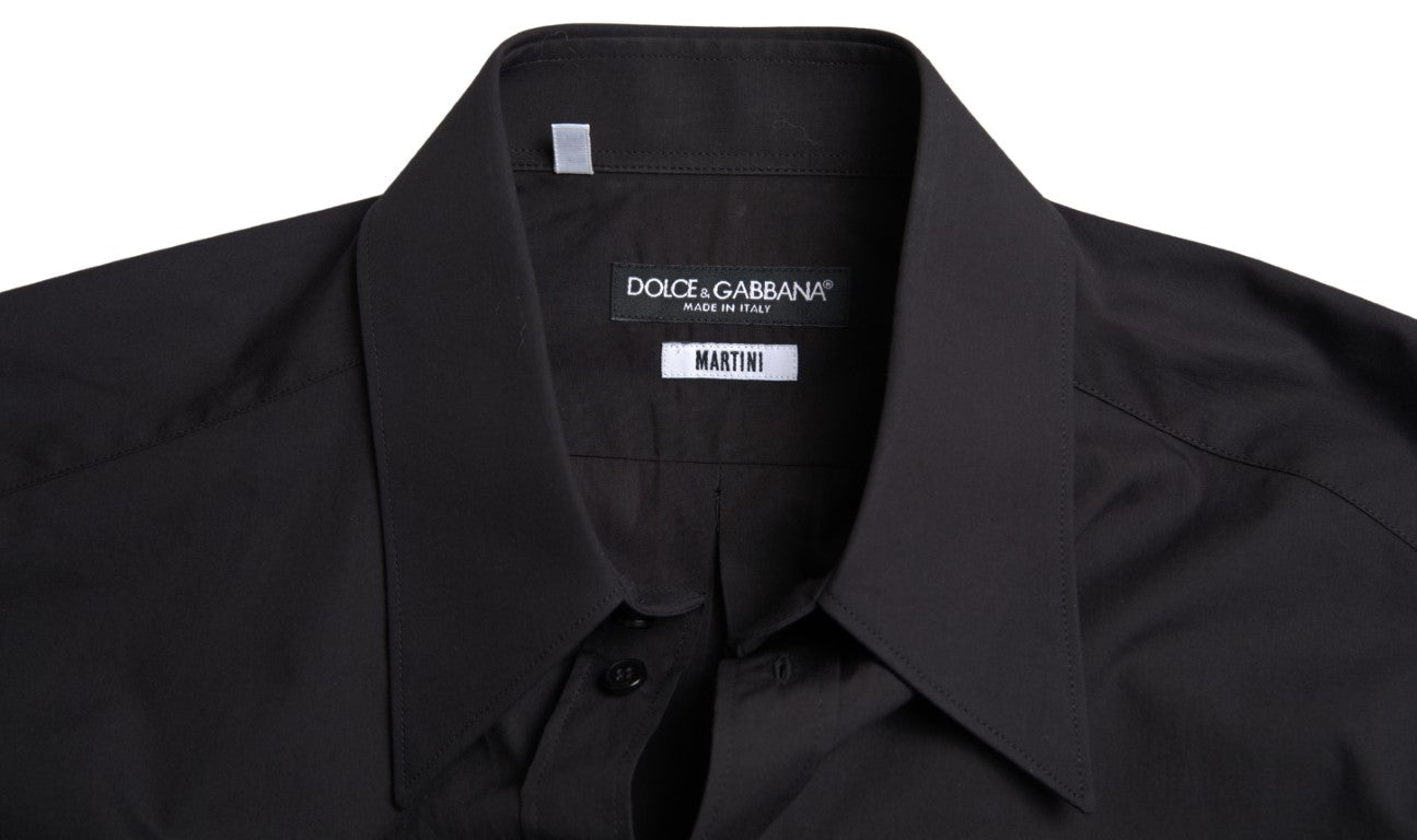 Dolce & Gabbana Svart bomullsskjorta för män, långärmad MARTINI