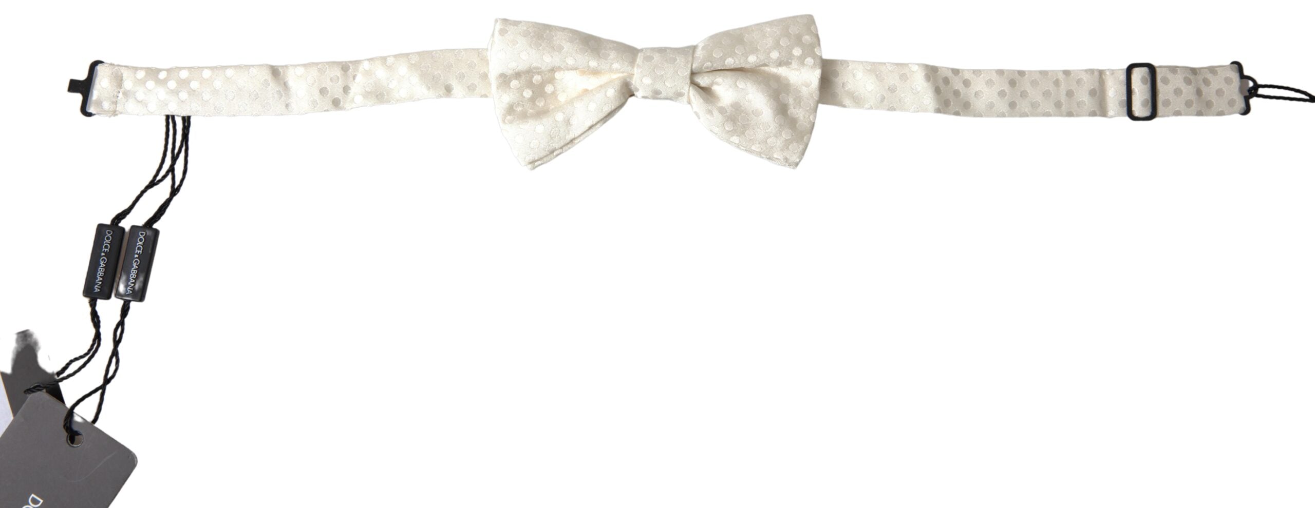 Dolce & Gabbana Elfenbensvit Fantasimönster Justerbar Halsringning Papillon Fluga
