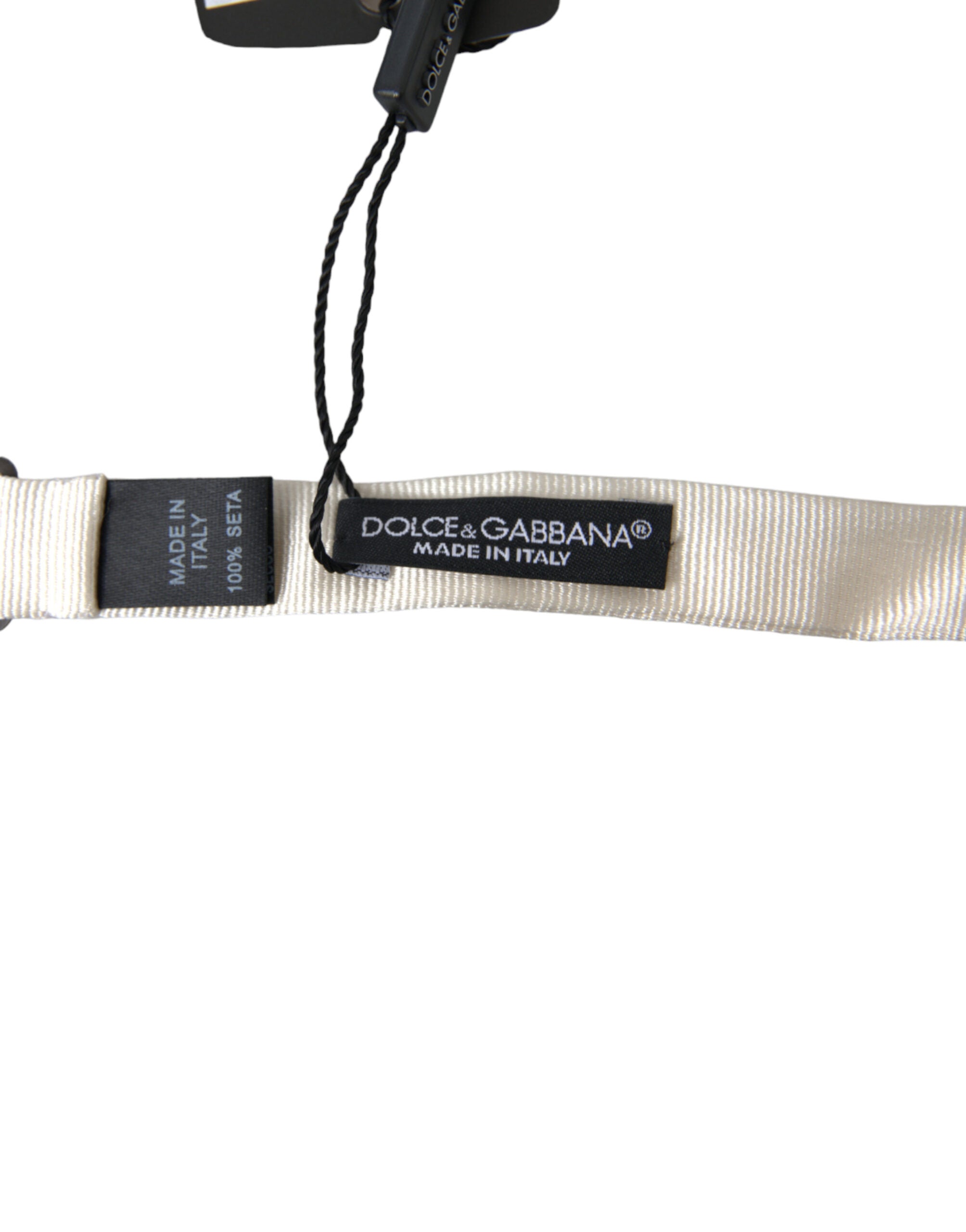 Dolce & Gabbana Vit Siden Smal Justerbar Halsringning Papillon Fluga