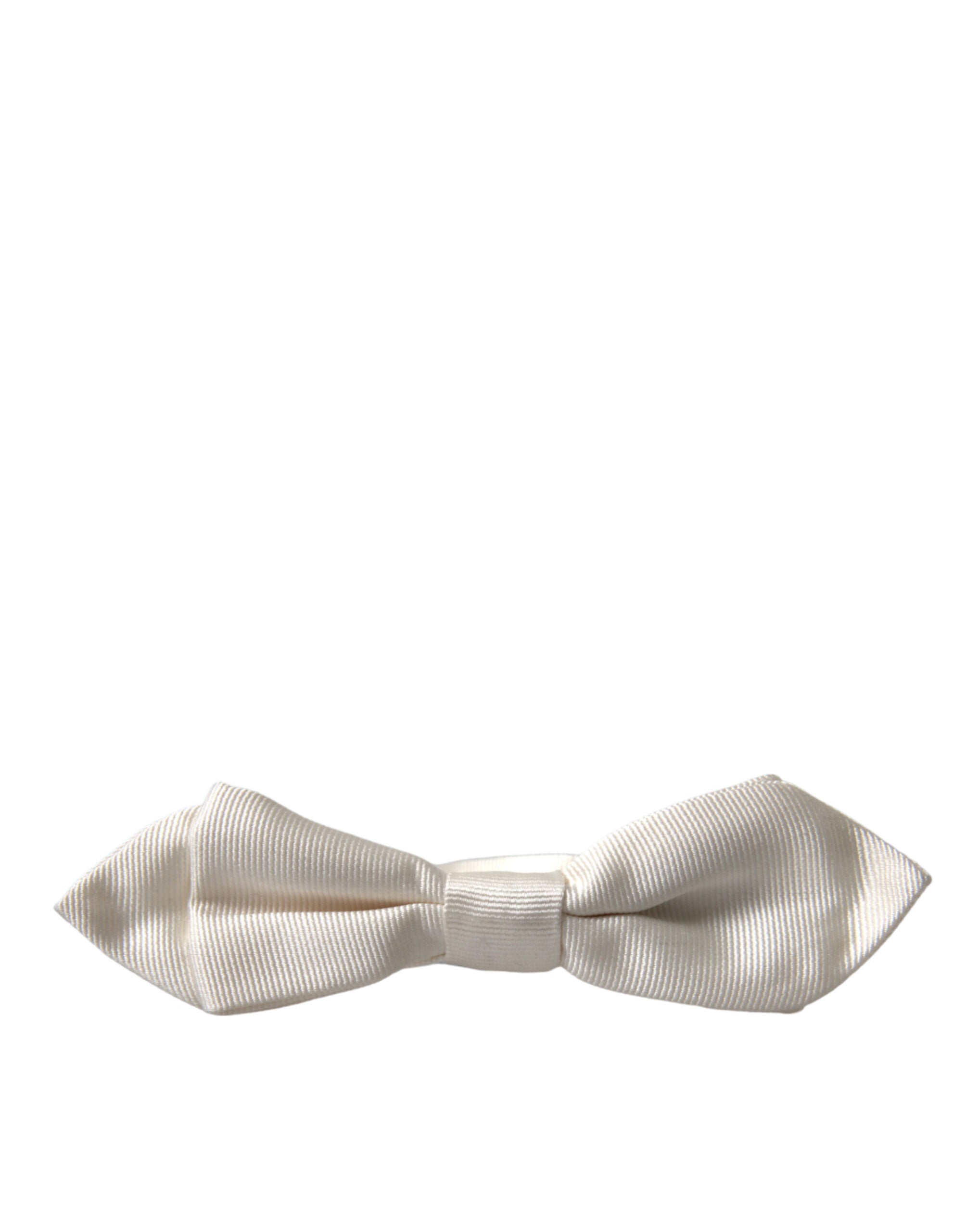 Dolce & Gabbana Vit Siden Smal Justerbar Halsringning Papillon Fluga