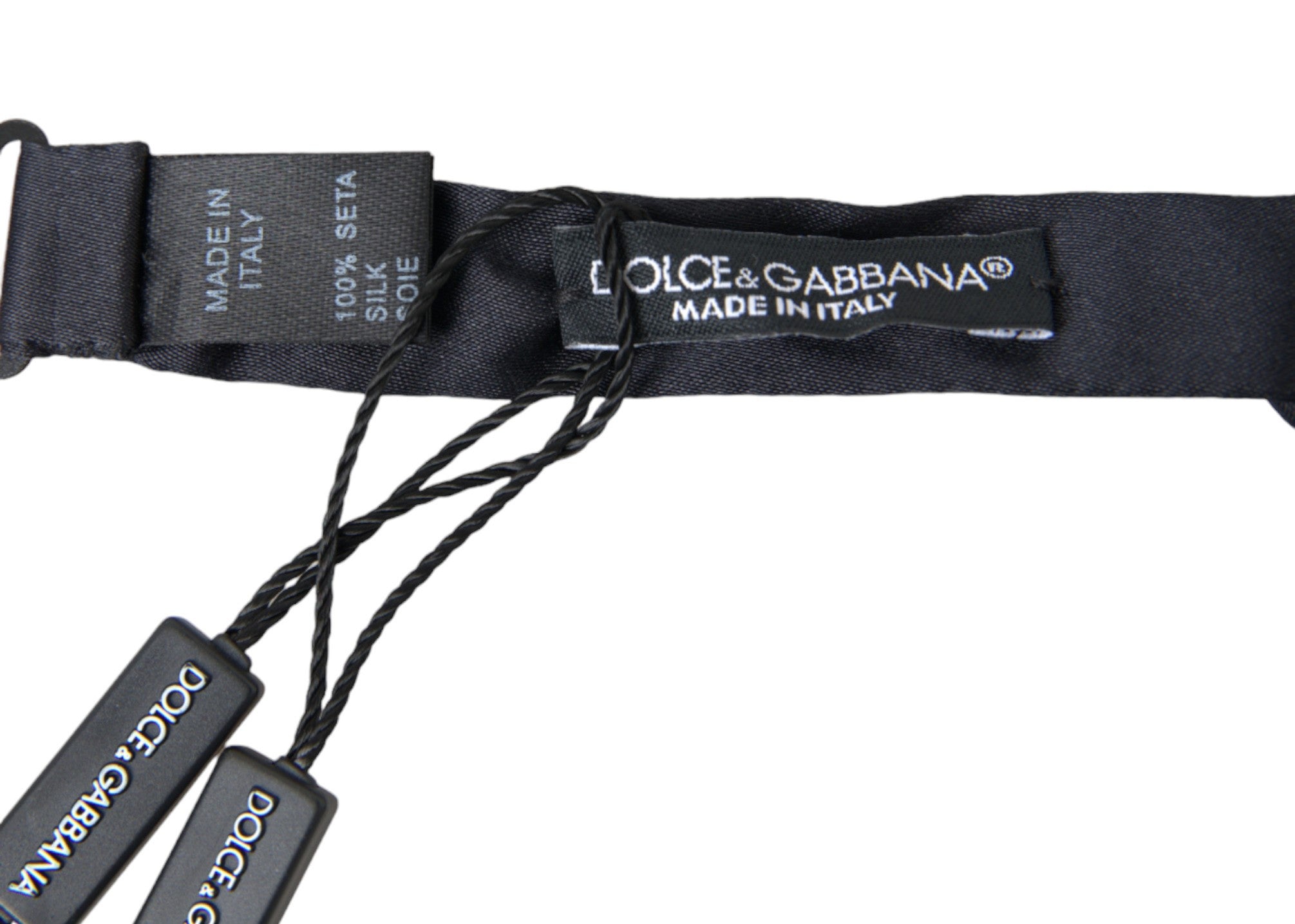 Dolce & Gabbana Mörkblå Siden Satin Justerbar Halsringning Herrfluga Papillon