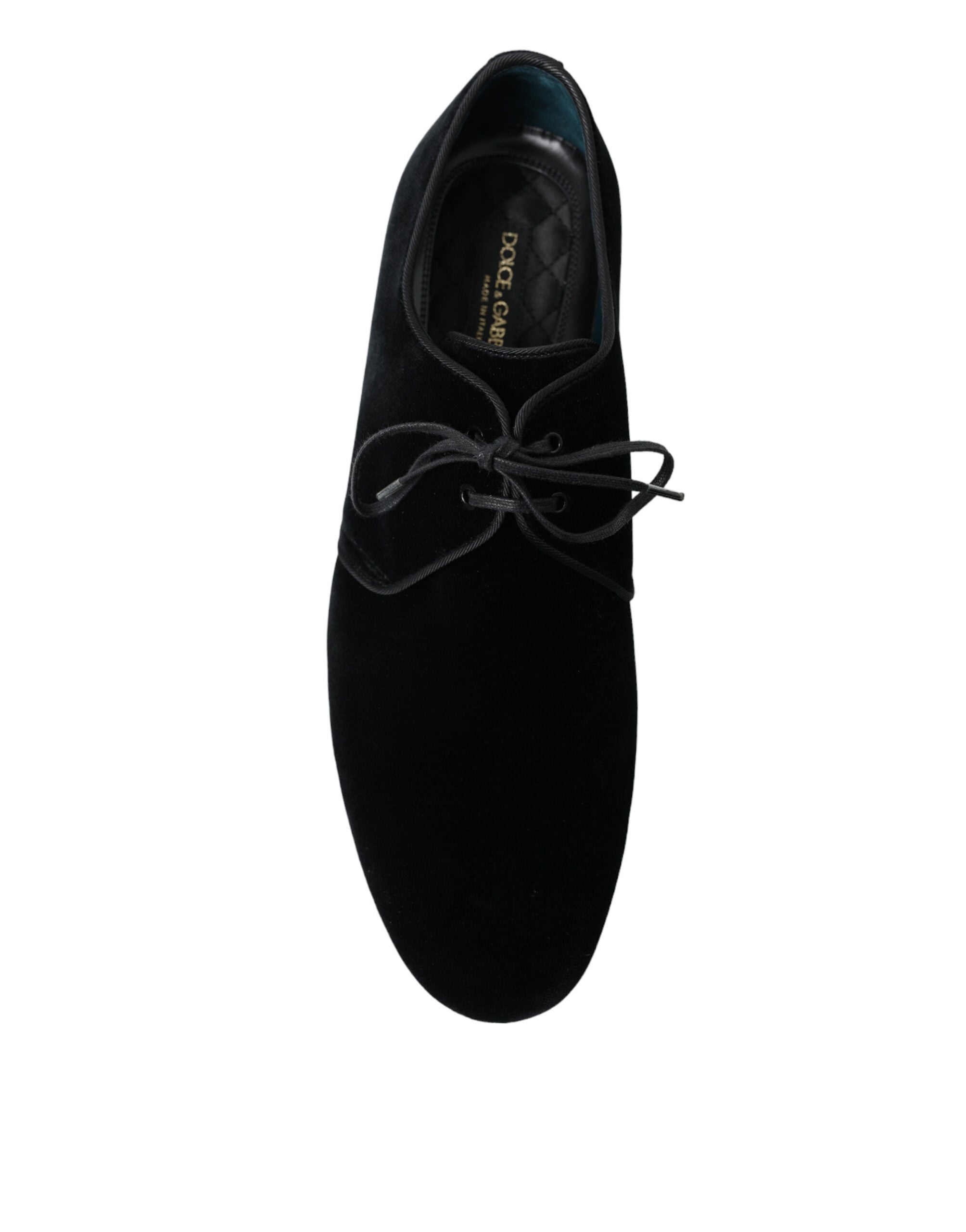 Dolce & Gabbana Svarta Sammetsskor Med Snörning Formella Derbyskor