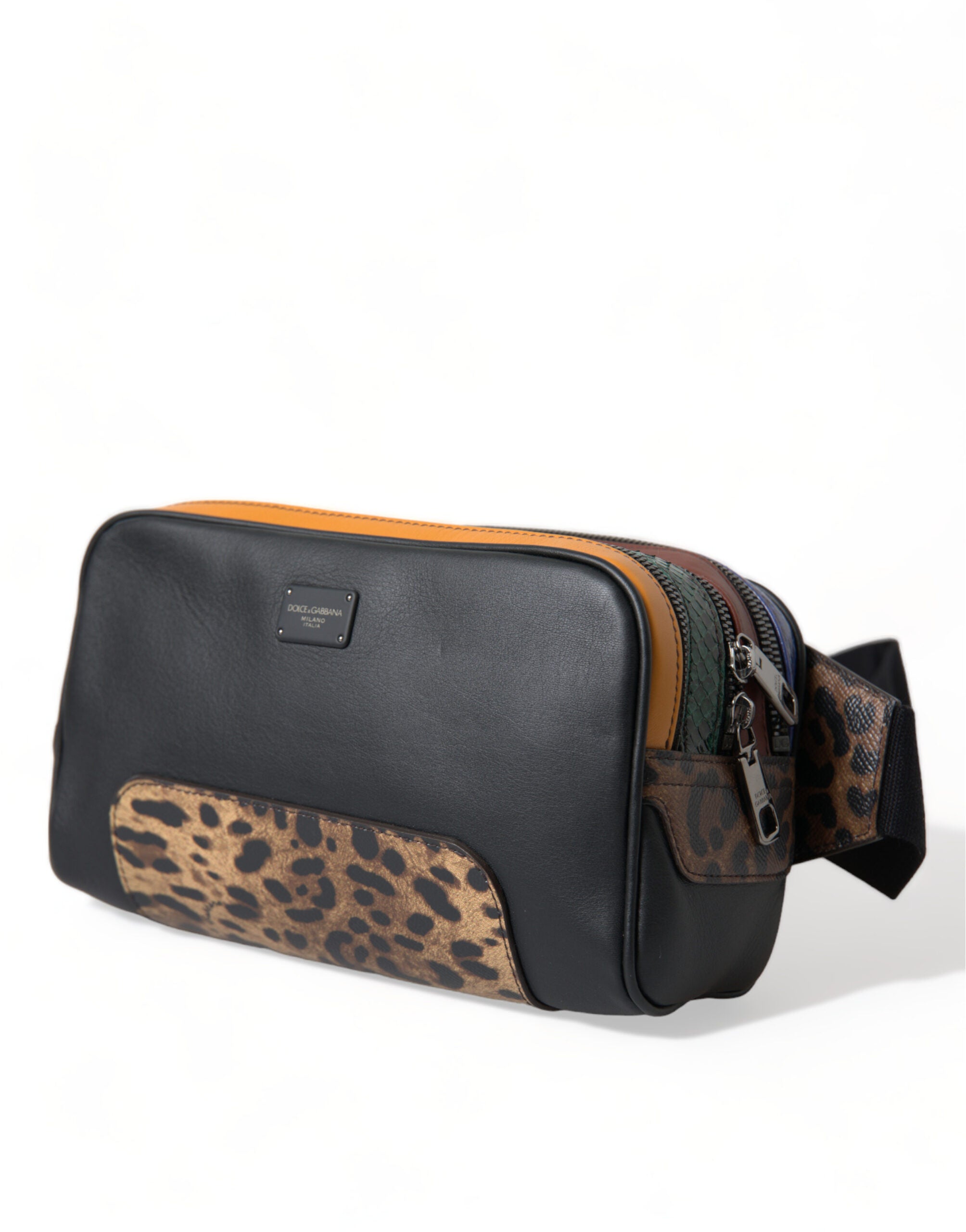 Dolce & Gabbana Svart Exotisk Läder Midjeväska med Logotypbälte