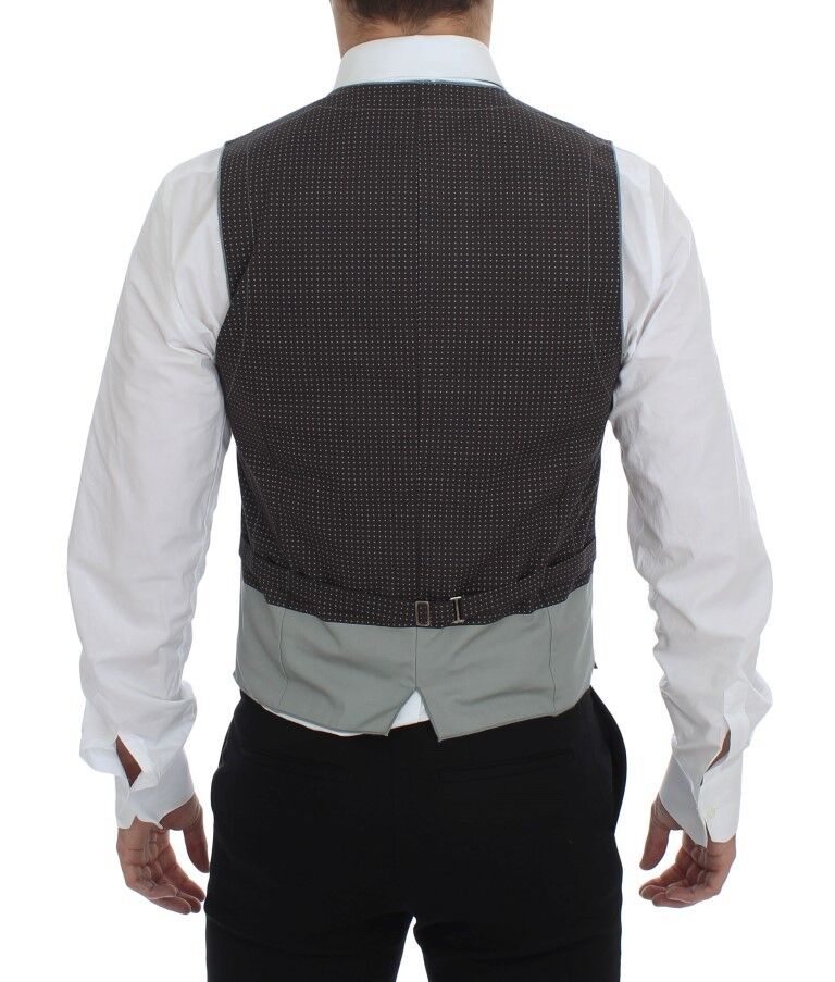 Dolce & Gabbana Grå Polka Dot Klänning Väst Gilet Weste