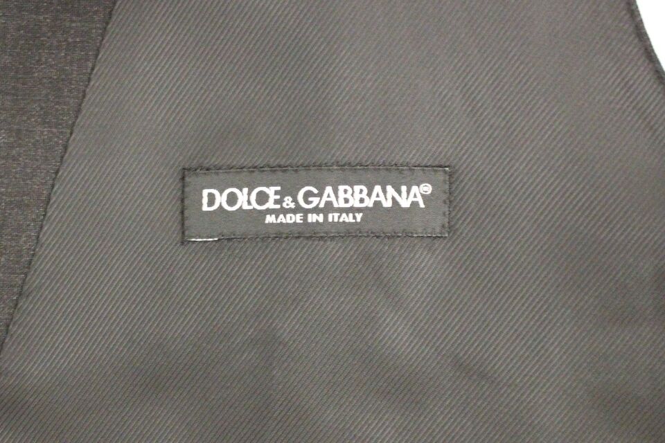 Dolce & Gabbana Grå Slim Fit Klänning Med Knappar Framtill Formellt Väst