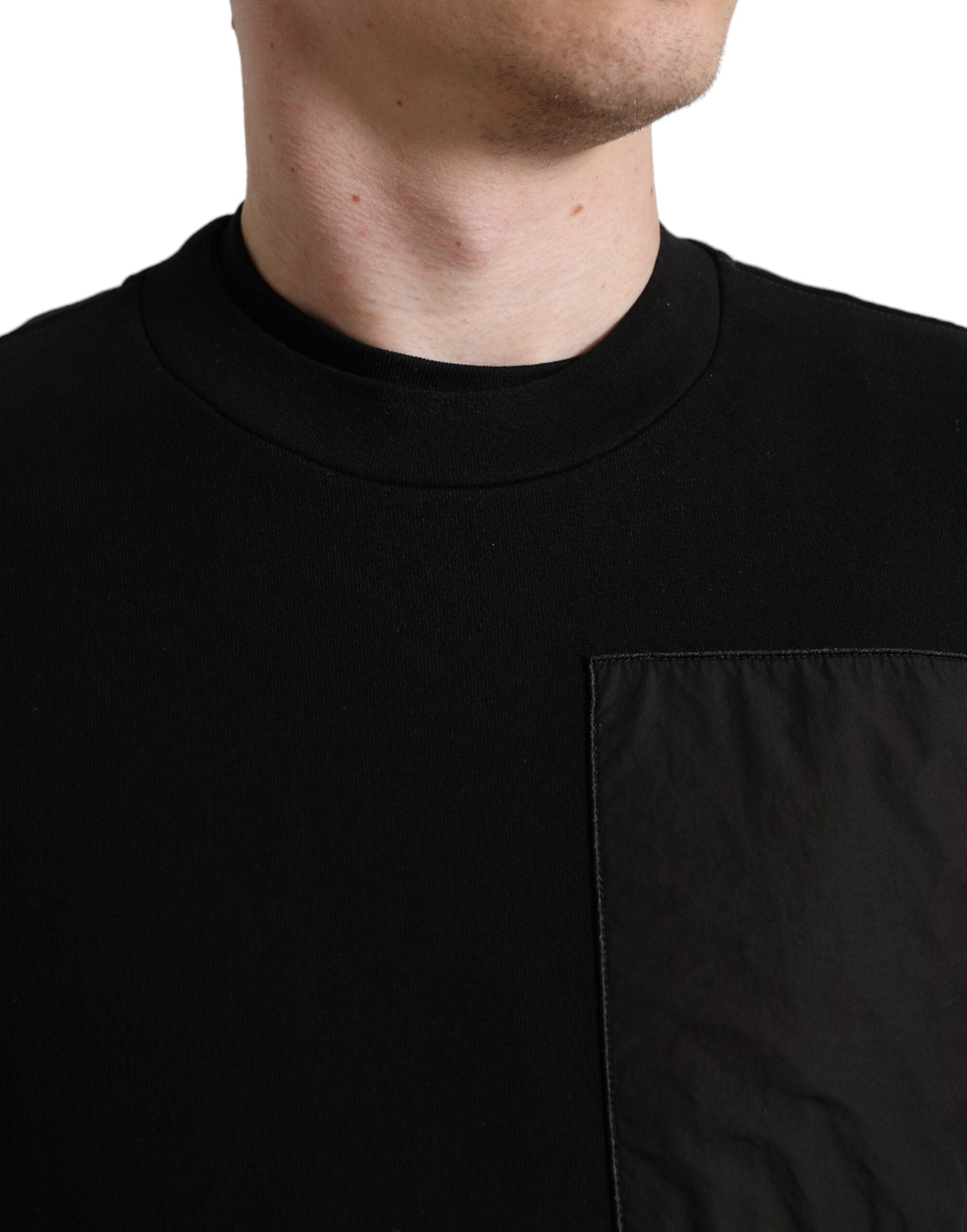 Dolce & Gabbana Black Cotton Crew Neck Men Pullover Sweater
