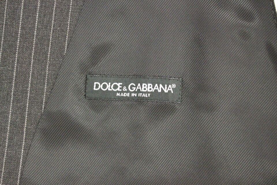 Dolce & Gabbana Grårandig Enkelknäppt Väst i Ull