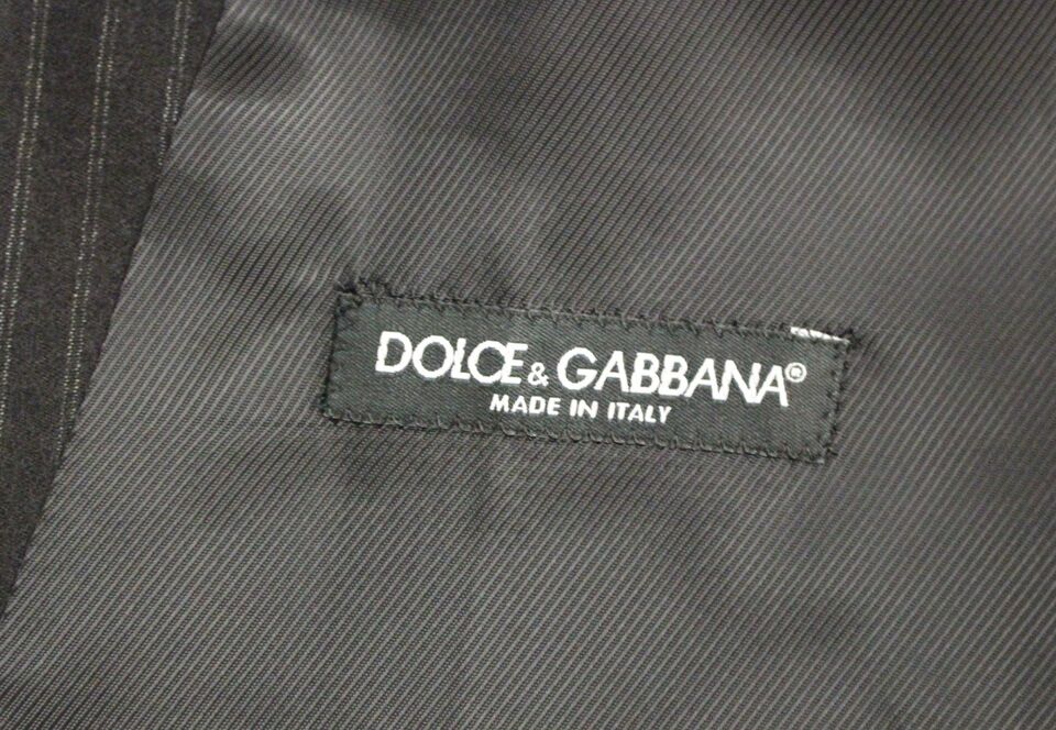 Dolce & Gabbana Svartrandig Enkelknäppt Väst i Ull