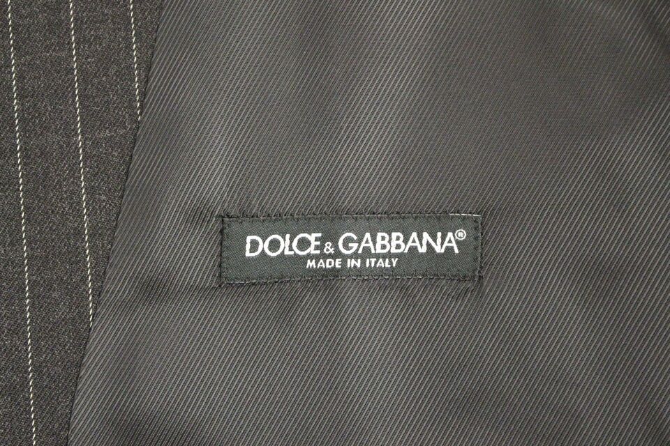 Dolce & Gabbana Grå Randig Ullväst Med Logotyp Väst