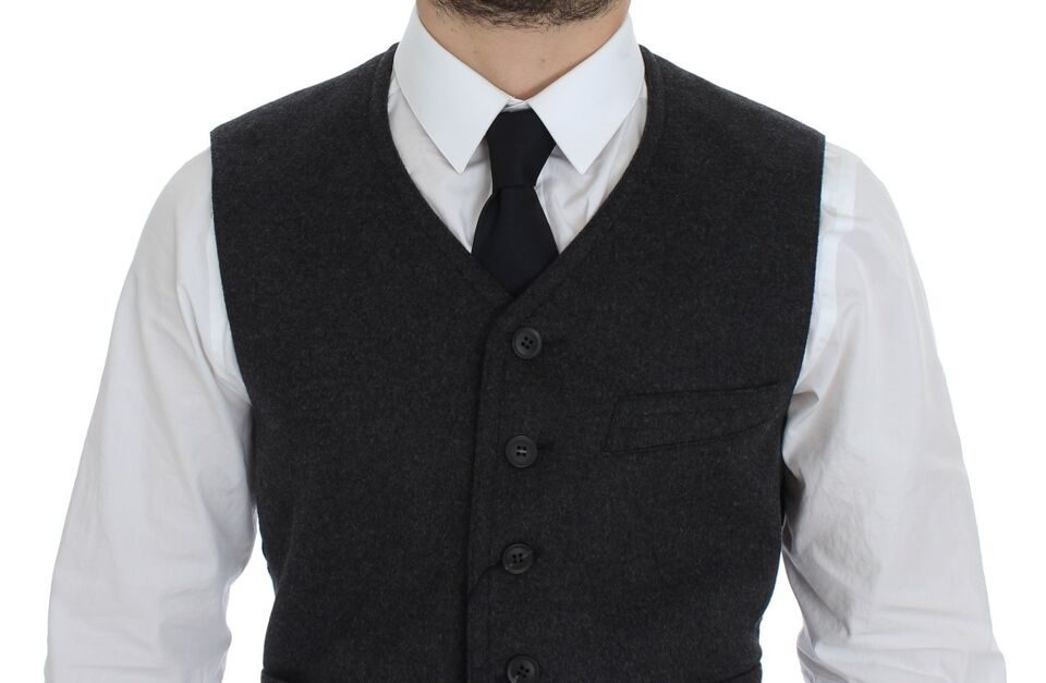 Dolce & Gabbana Grå Wool Blend Väst Gilet Weste
