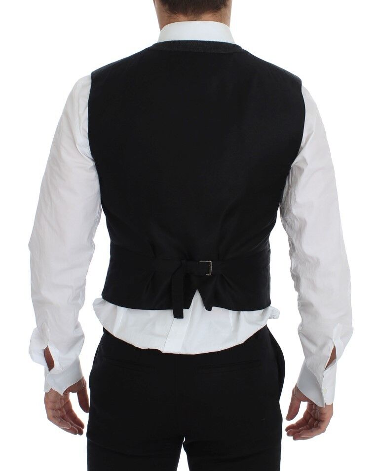 Dolce & Gabbana Grå Wool Blend Väst Gilet Weste