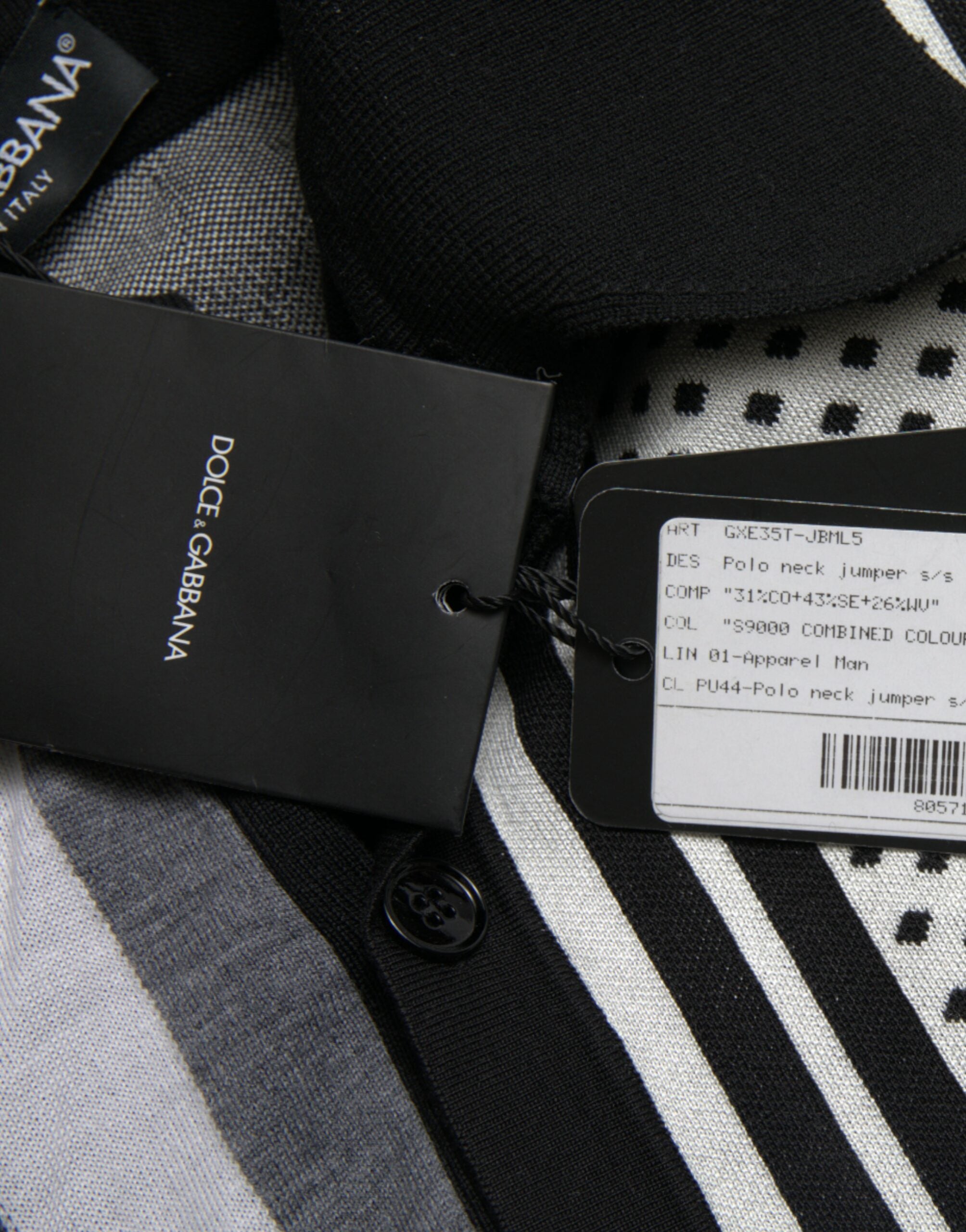Dolce & Gabbana Svart Vit Tröja Kofta Polotröja