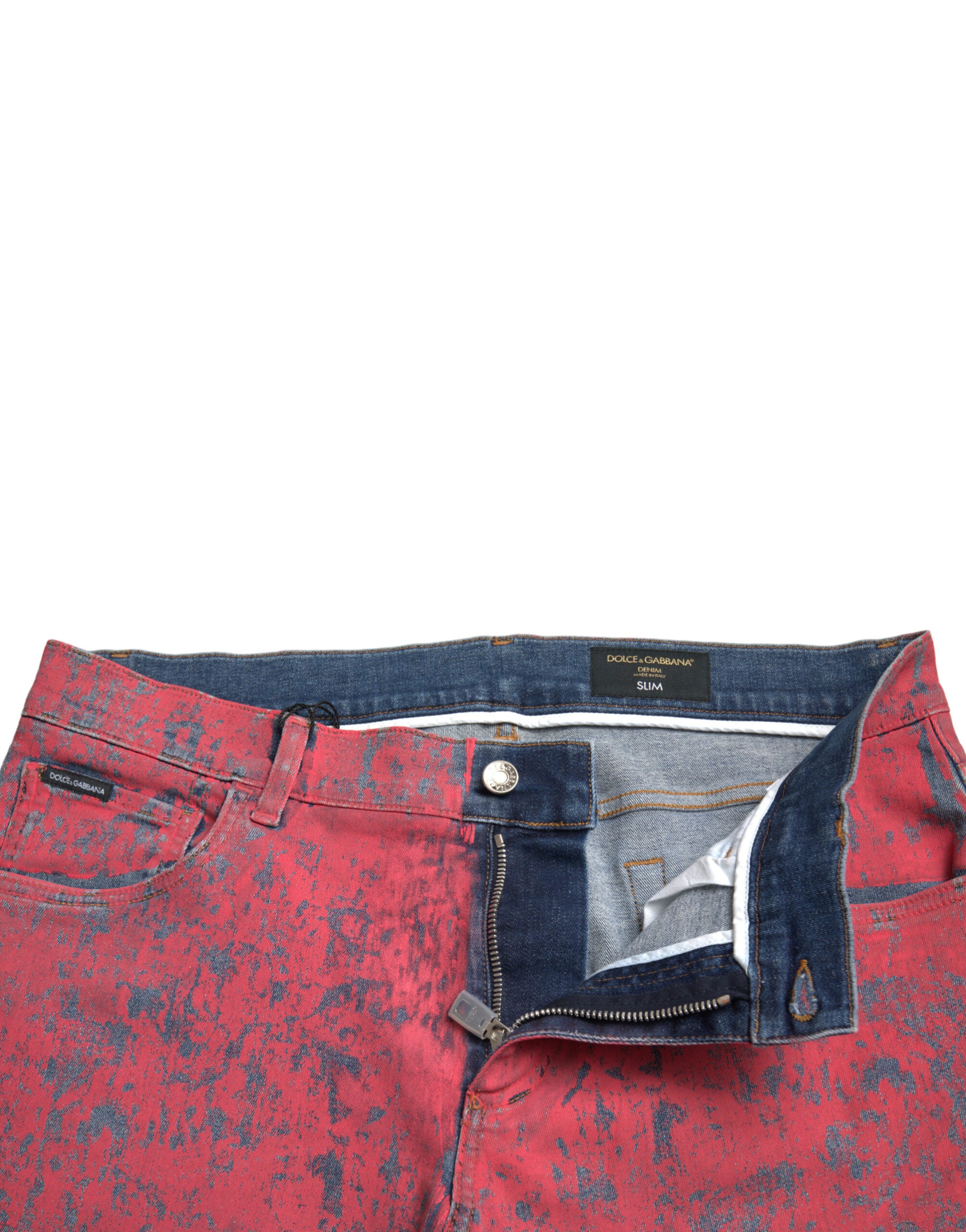 Dolce & Gabbana Röda Bomullsfärgade Slim Fit Herrjeans