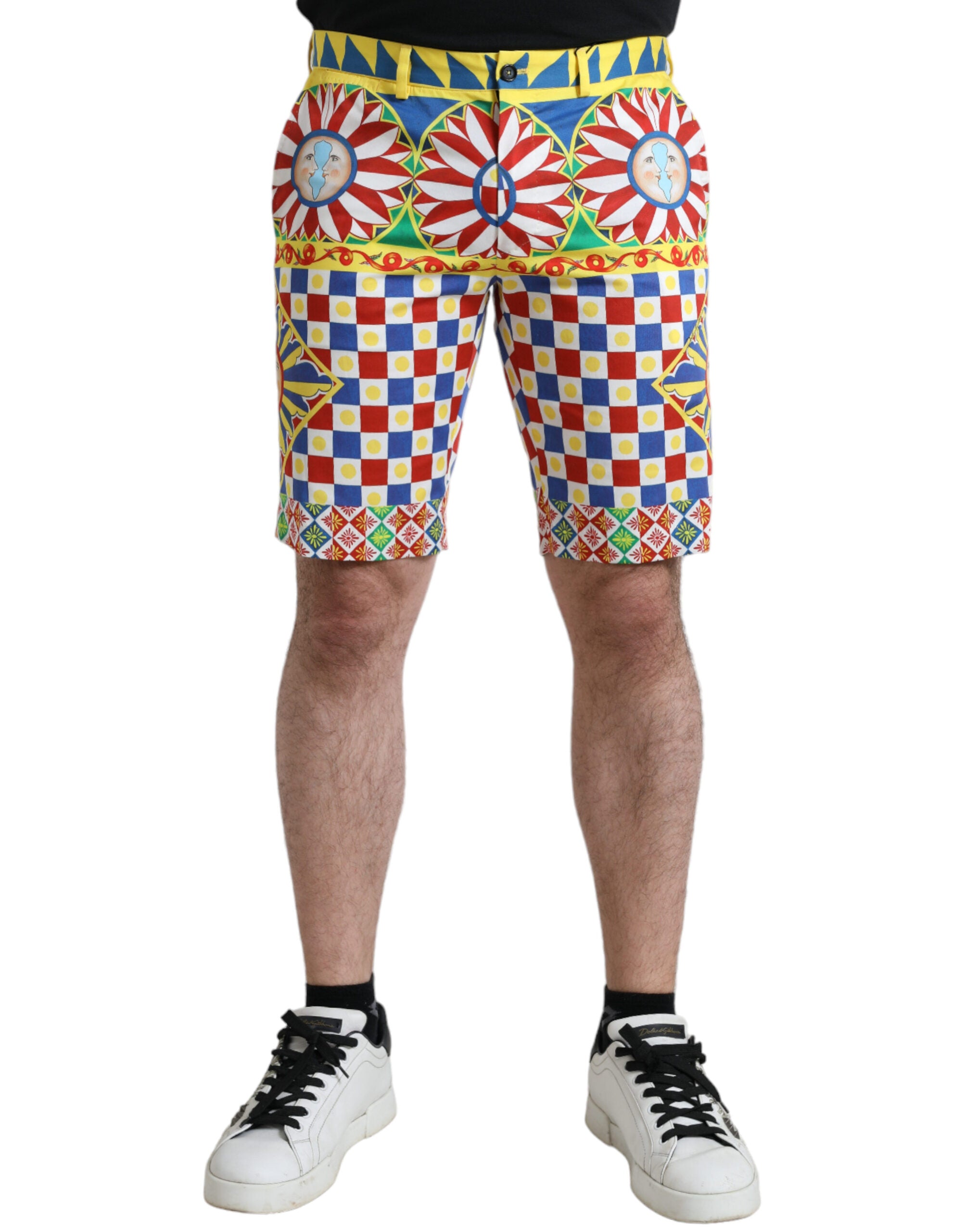 Dolce & Gabbana Multicolor Carretto Print Bermuda Shorts för män
