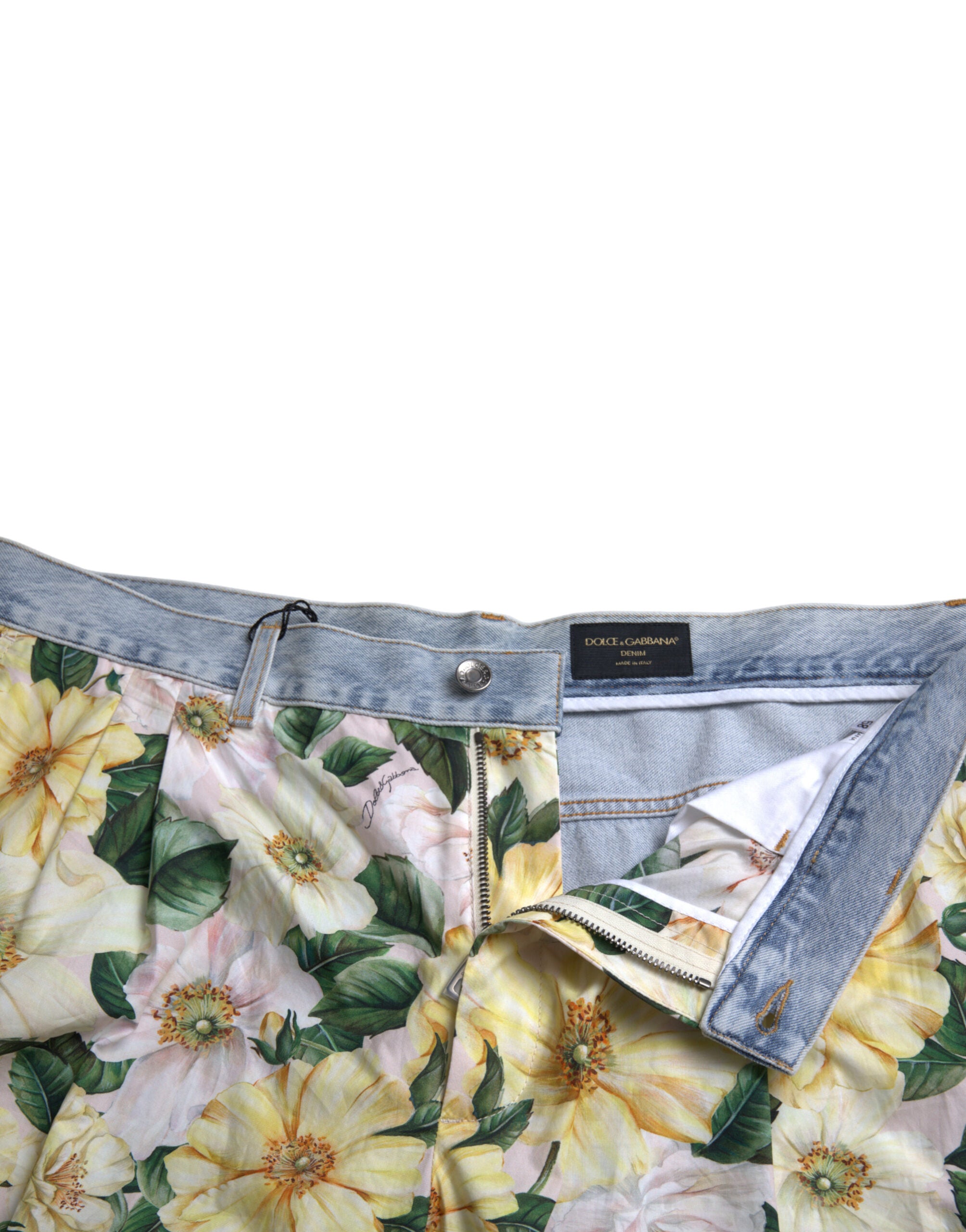 Dolce & Gabbana Flerfärgade Blommiga Jeansbermudashorts