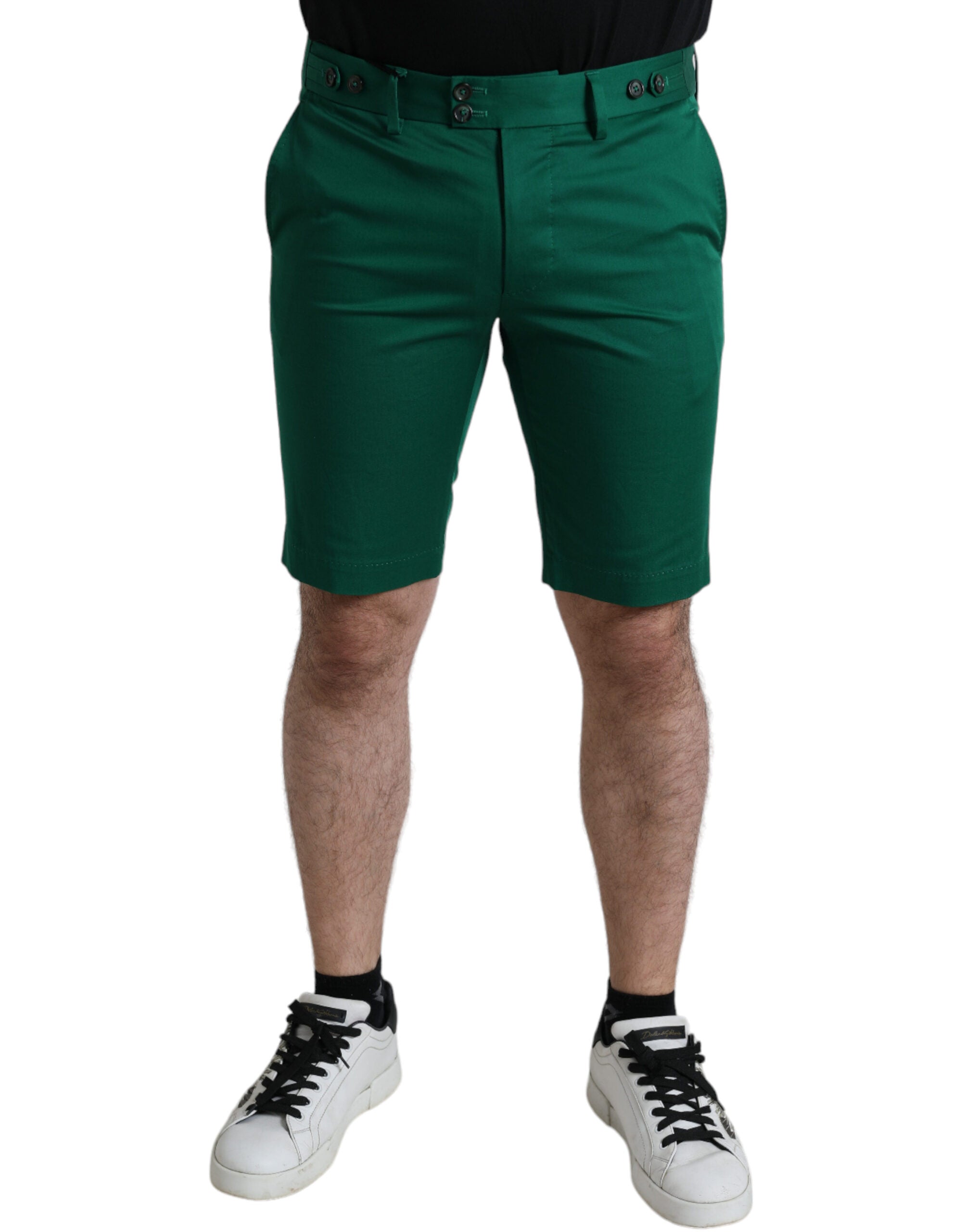 Dolce & Gabbana djupgröna bomullsstretchiga bermudashorts för män