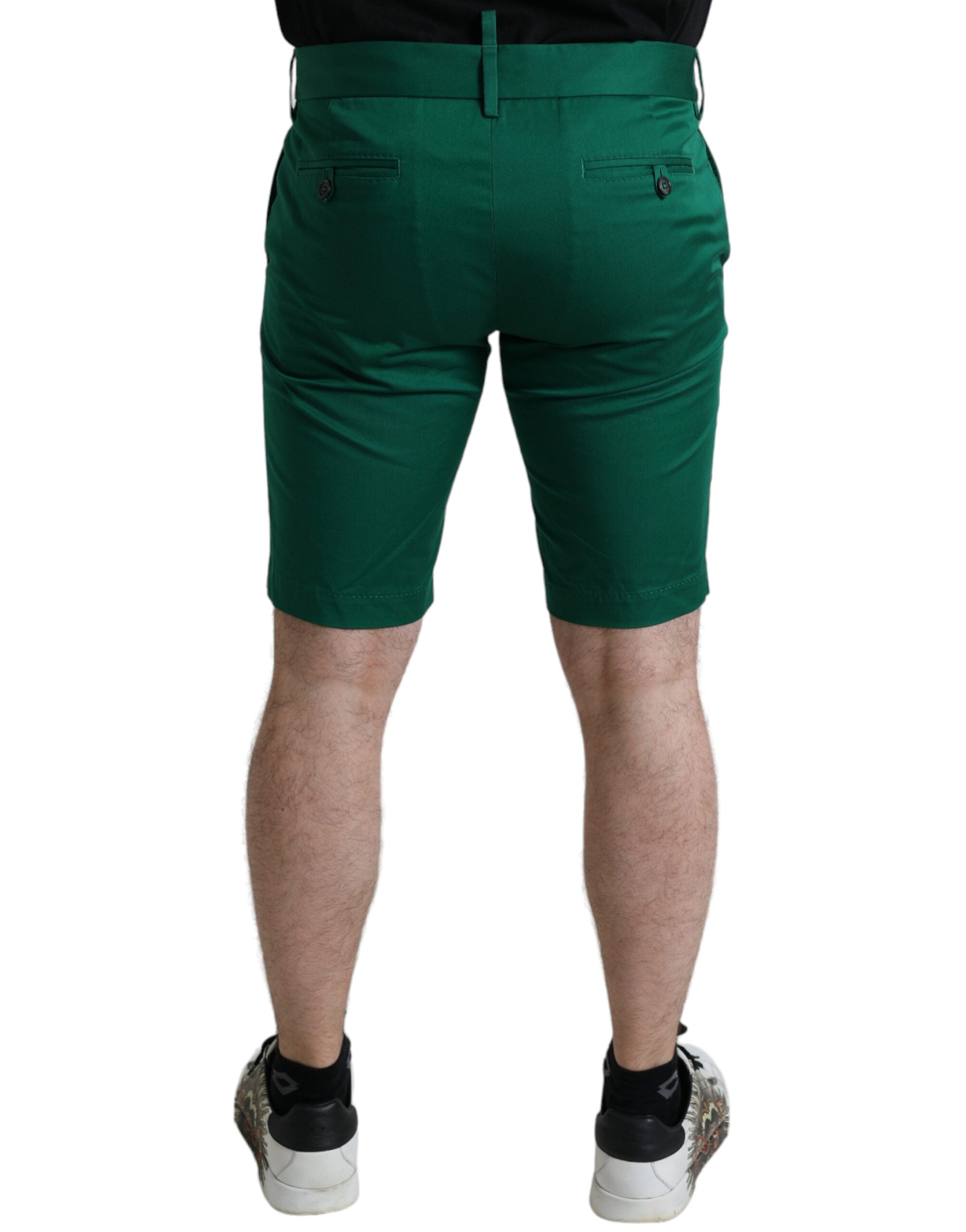 Dolce & Gabbana djupgröna bomullsstretchiga bermudashorts för män