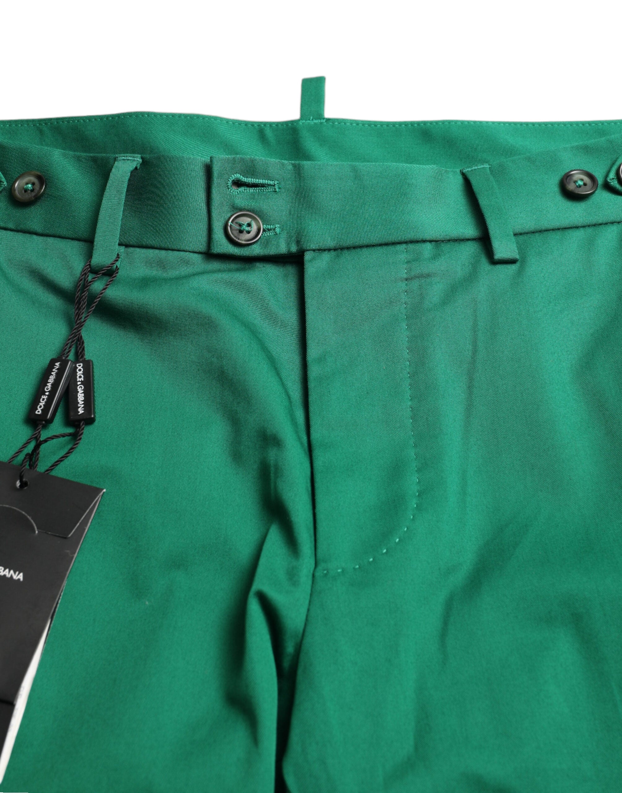 Dolce & Gabbana djupgröna bomullsstretchiga bermudashorts för män