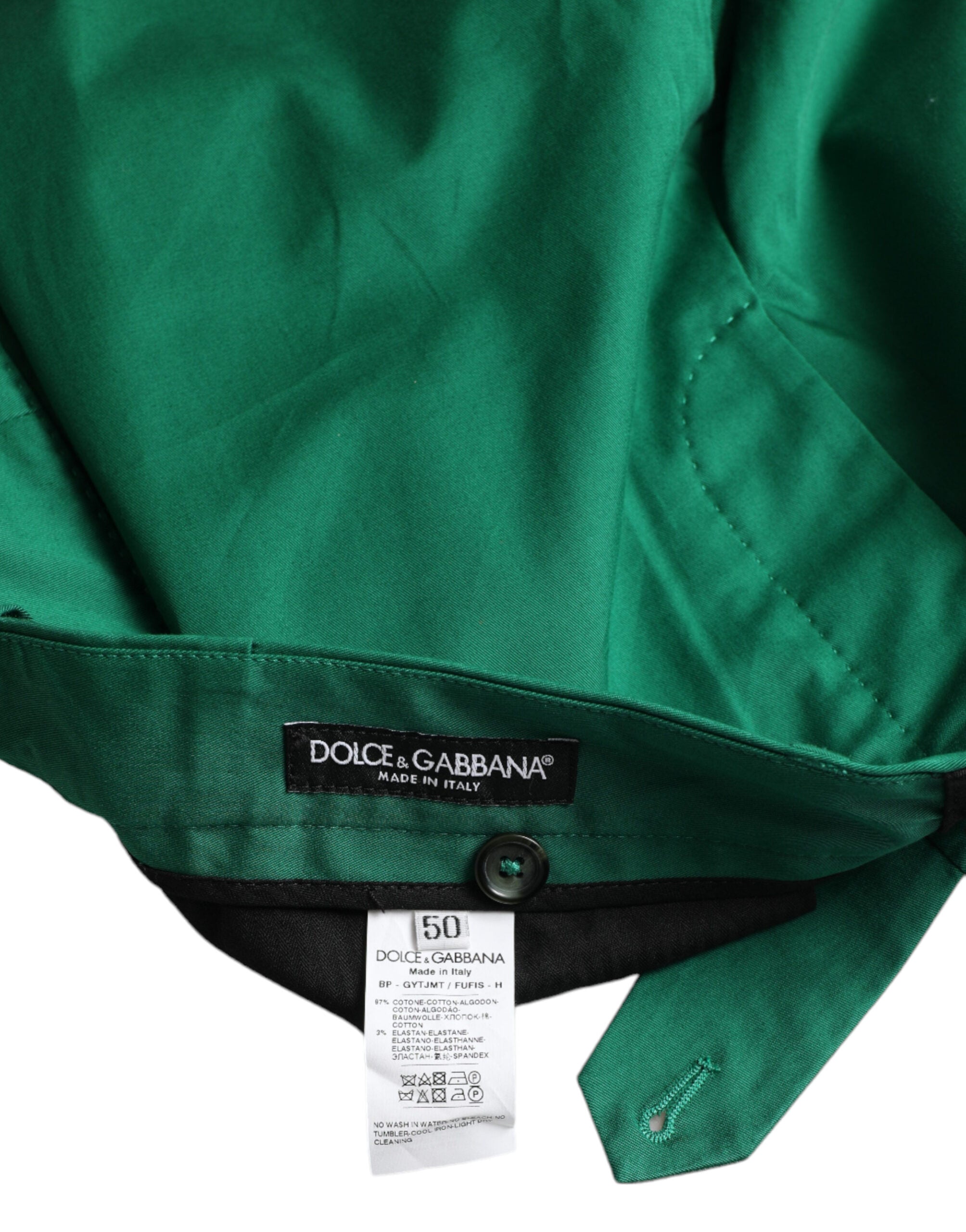 Dolce & Gabbana djupgröna bomullsstretchiga bermudashorts för män