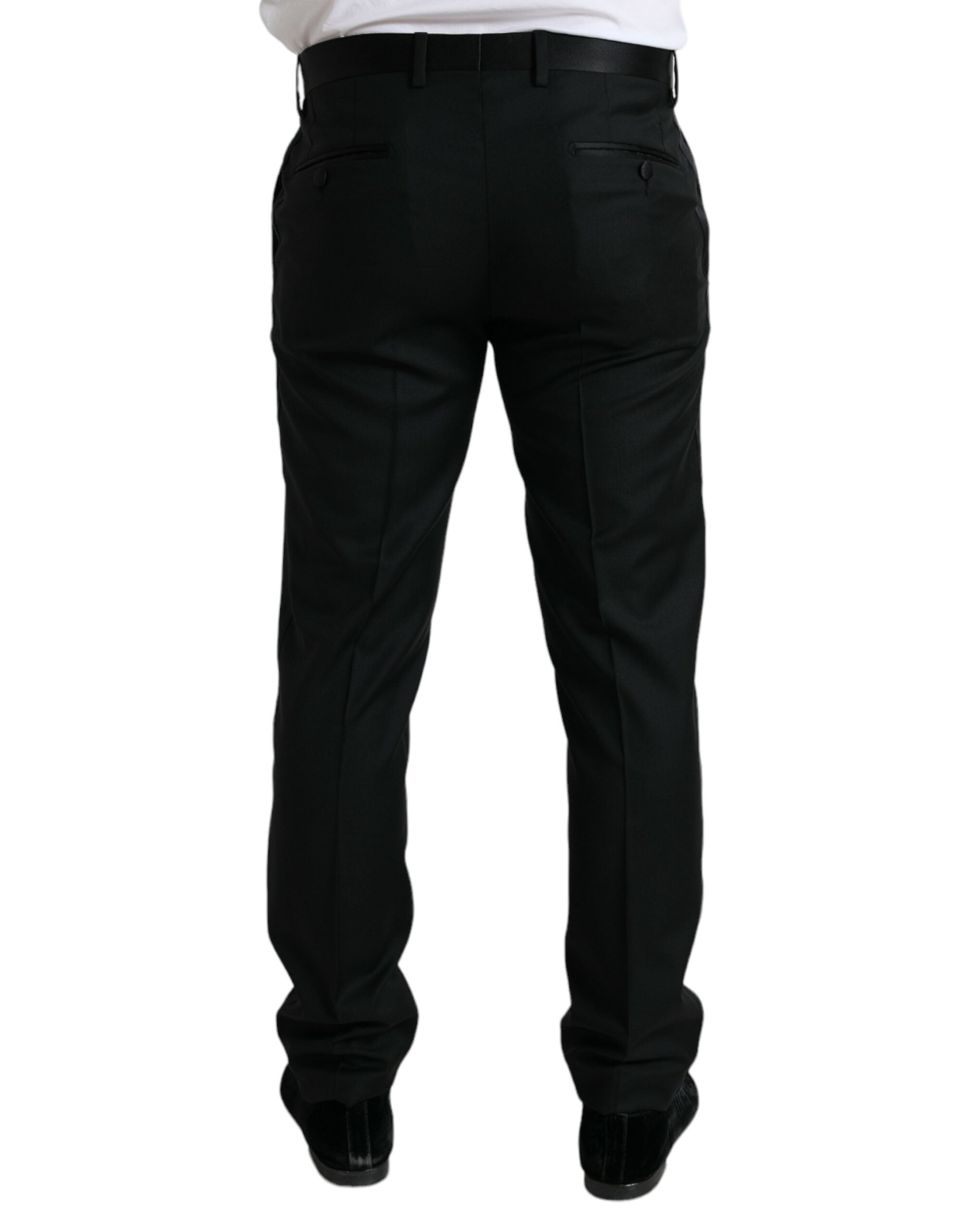 Dolce & Gabbana Svarta Ull Slim Fit Formella Byxor Dressbyxor