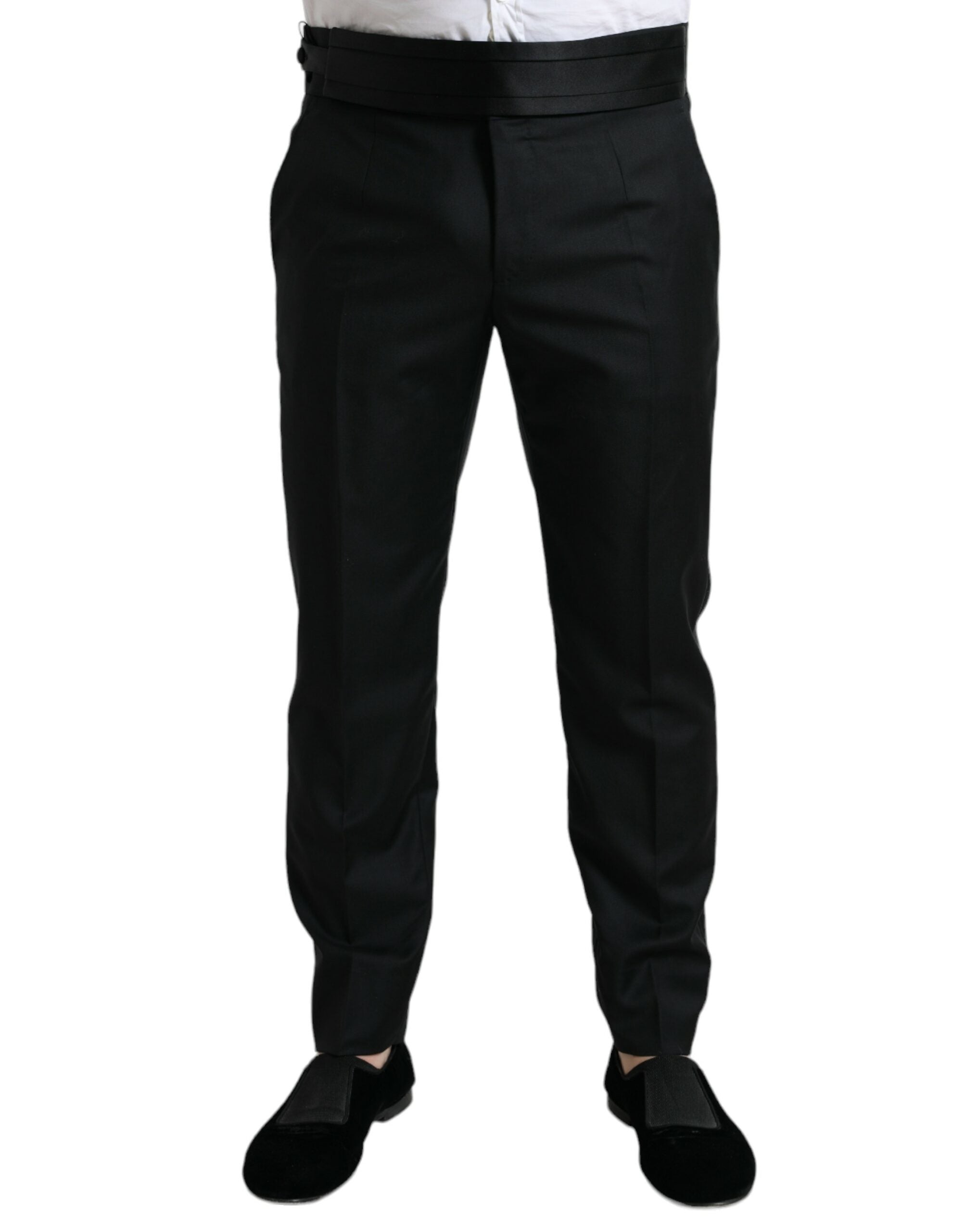 Dolce & Gabbana Svarta Ull Slim Fit Formella Byxor Dressbyxor