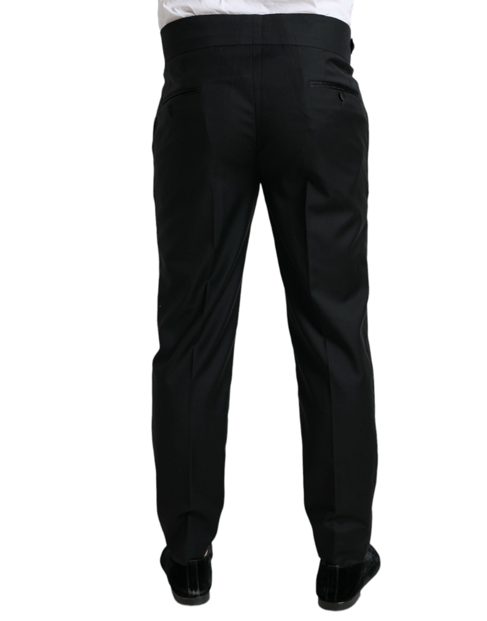 Dolce & Gabbana Svarta Ull Slim Fit Formella Byxor Dressbyxor