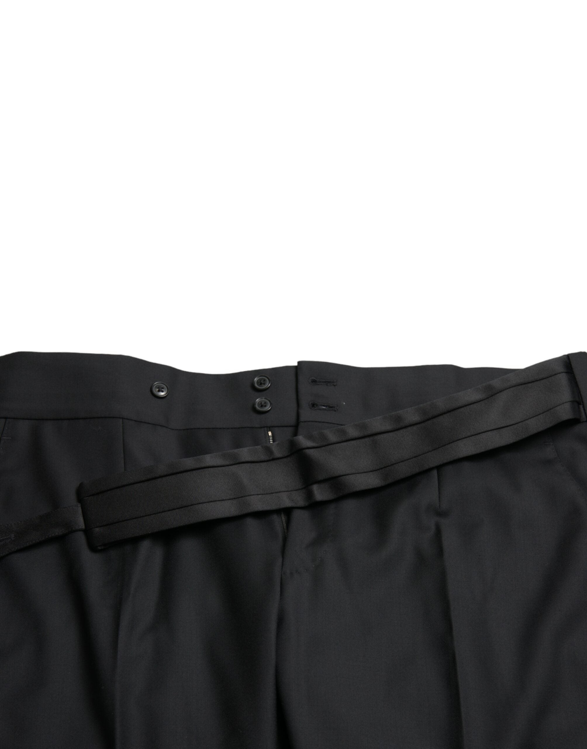 Dolce & Gabbana Svarta Ull Slim Fit Formella Byxor Dressbyxor