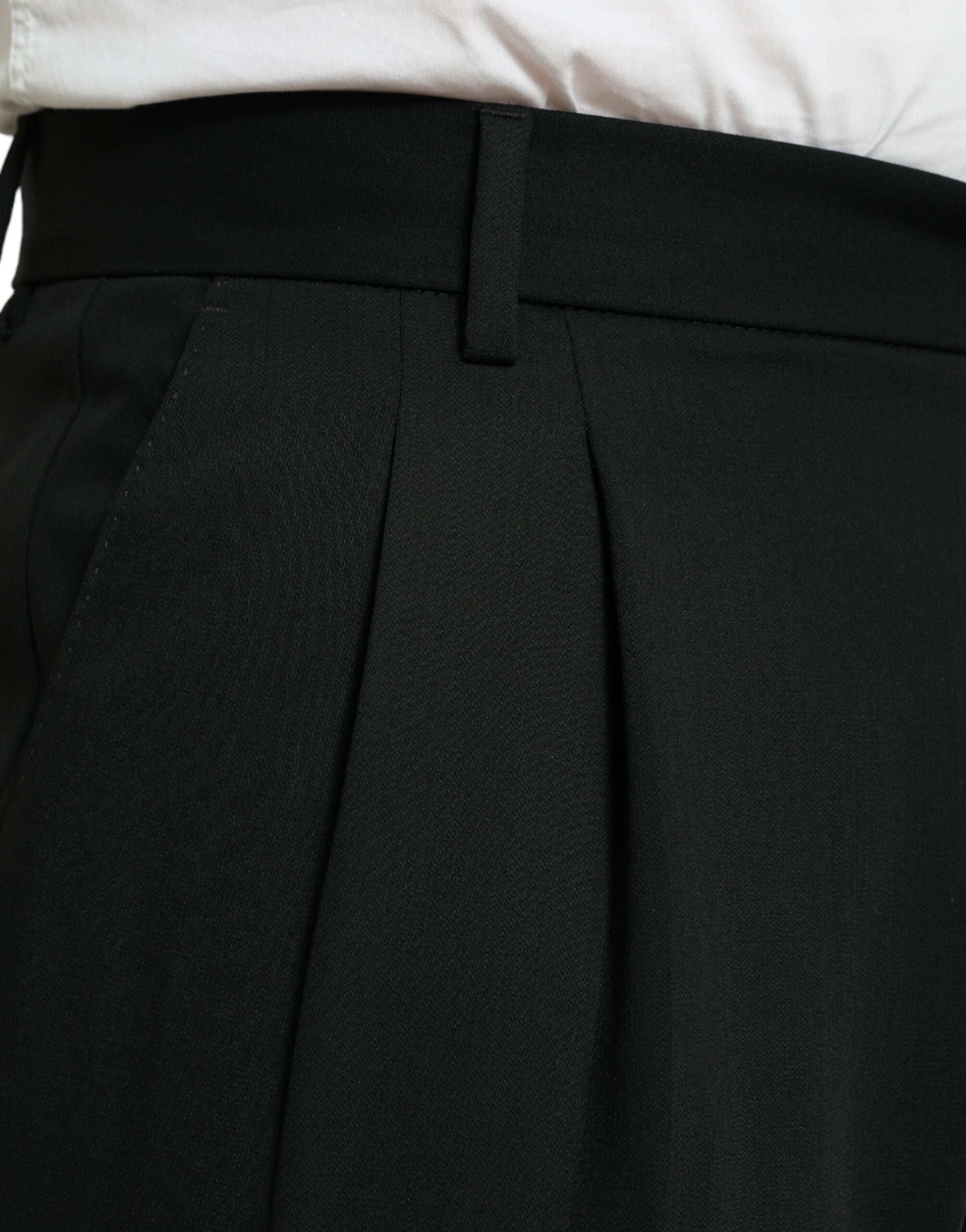 Dolce & Gabbana Svarta Ull Formella Raka Klädbyxor