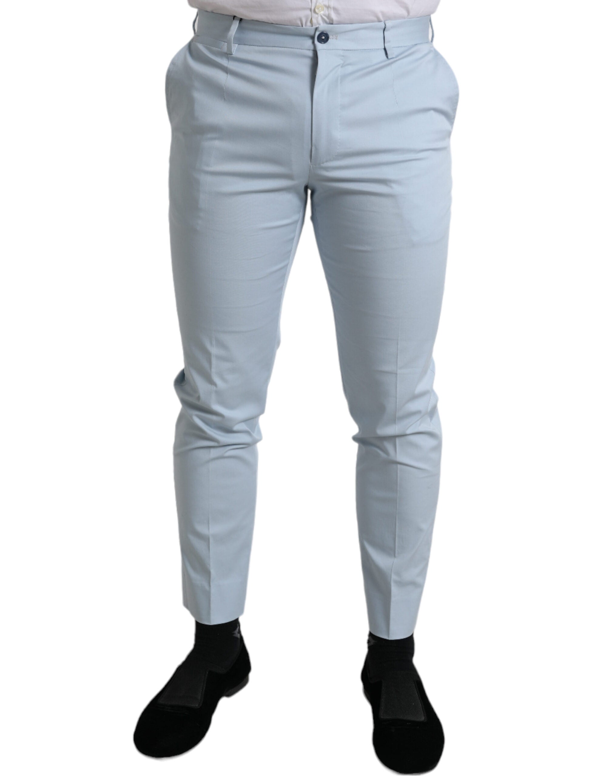 Dolce & Gabbana himmelsblå bomullsstretchiga skinnybyxor