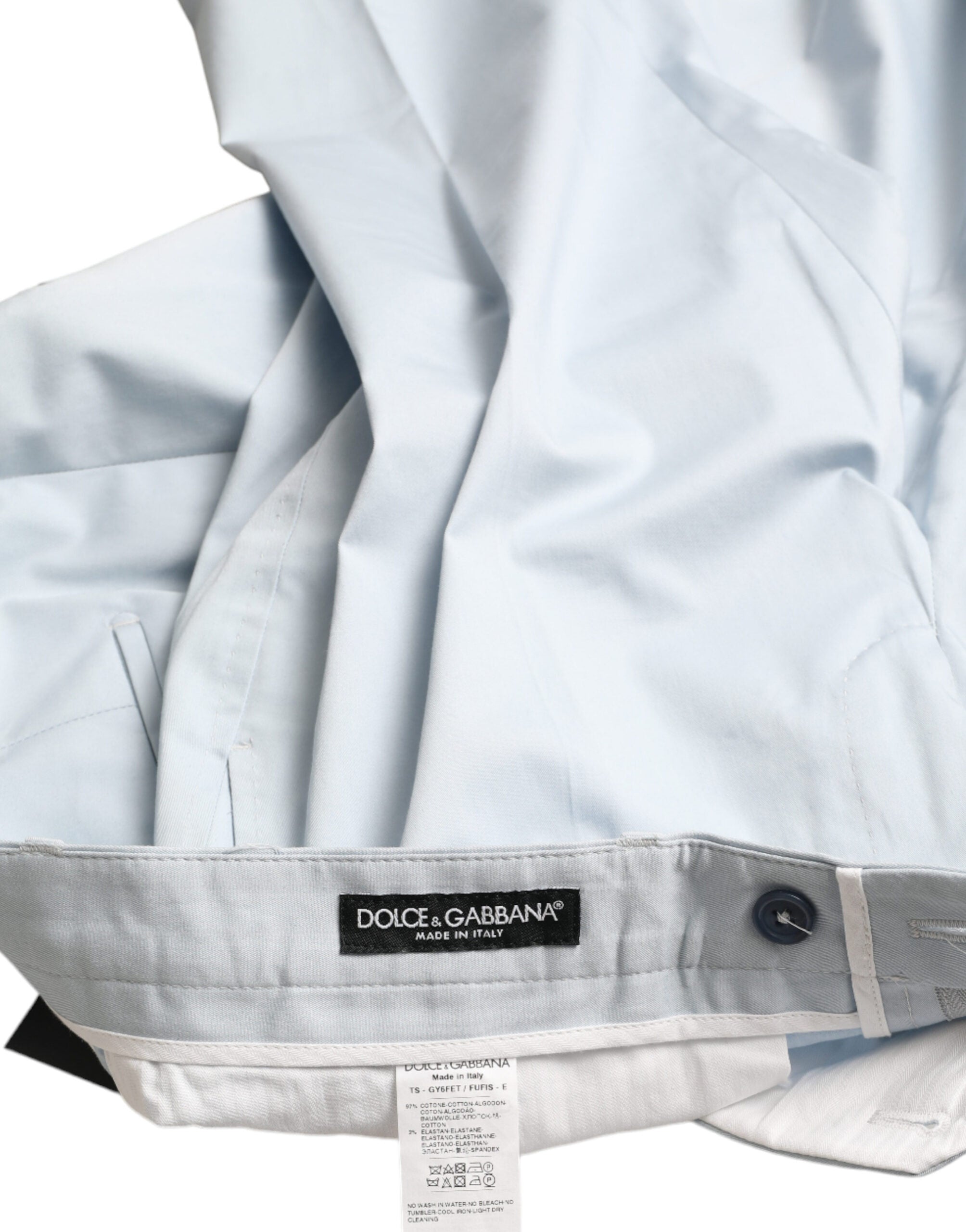 Dolce & Gabbana himmelsblå bomullsstretchiga skinnybyxor