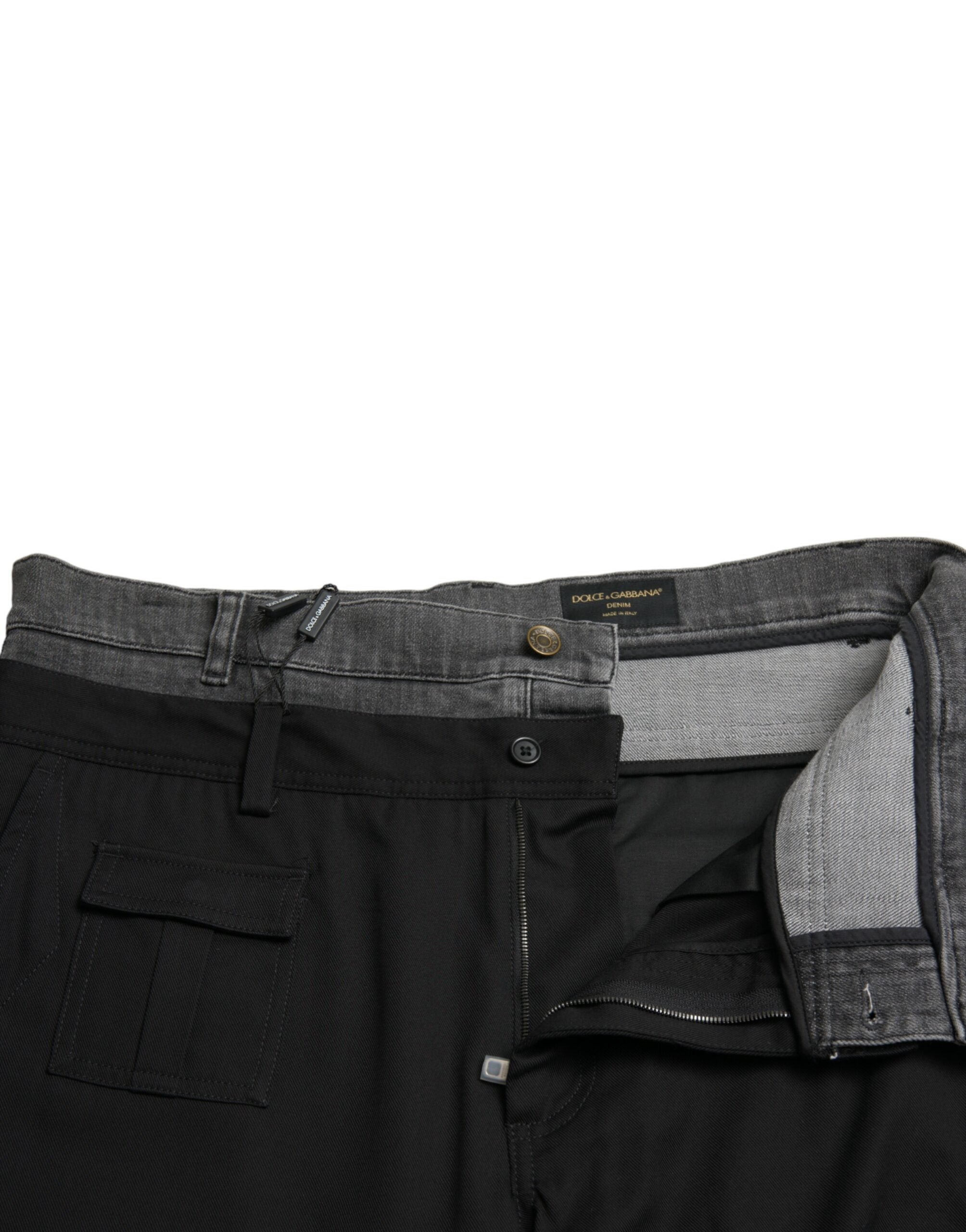 Dolce & Gabbana Svarta Grå Slimmade Bomullsdenimjeansbyxor