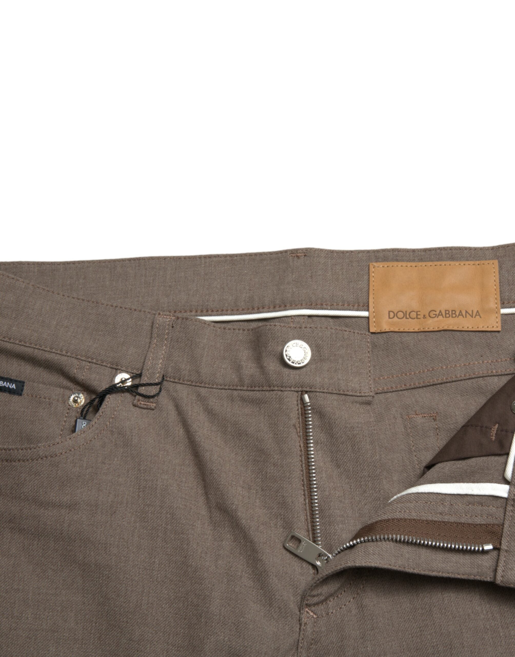 Dolce & Gabbana Bruna Bomullsstretchiga Skinny Herrbyxor