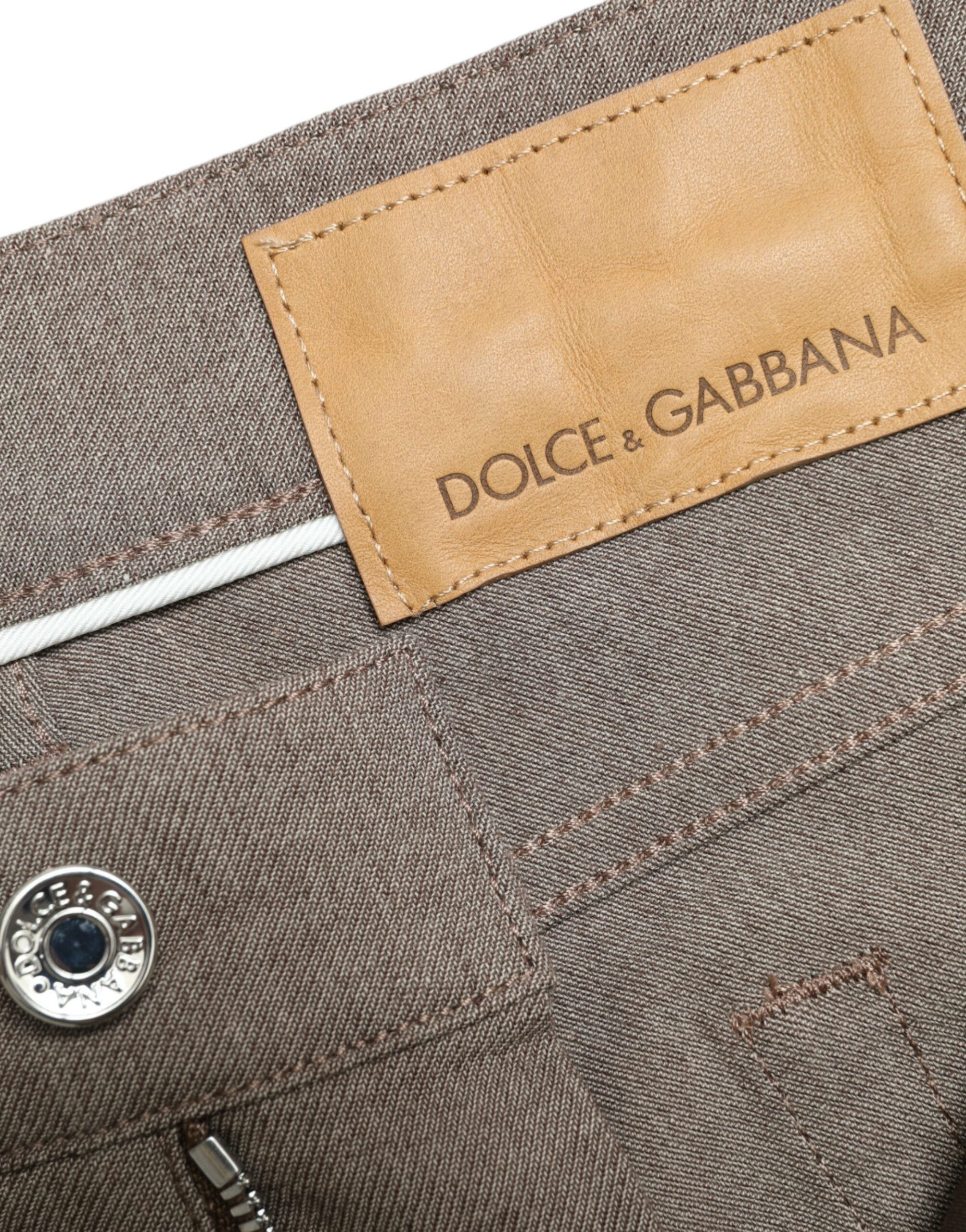 Dolce & Gabbana Bruna Bomullsstretchiga Skinny Herrbyxor