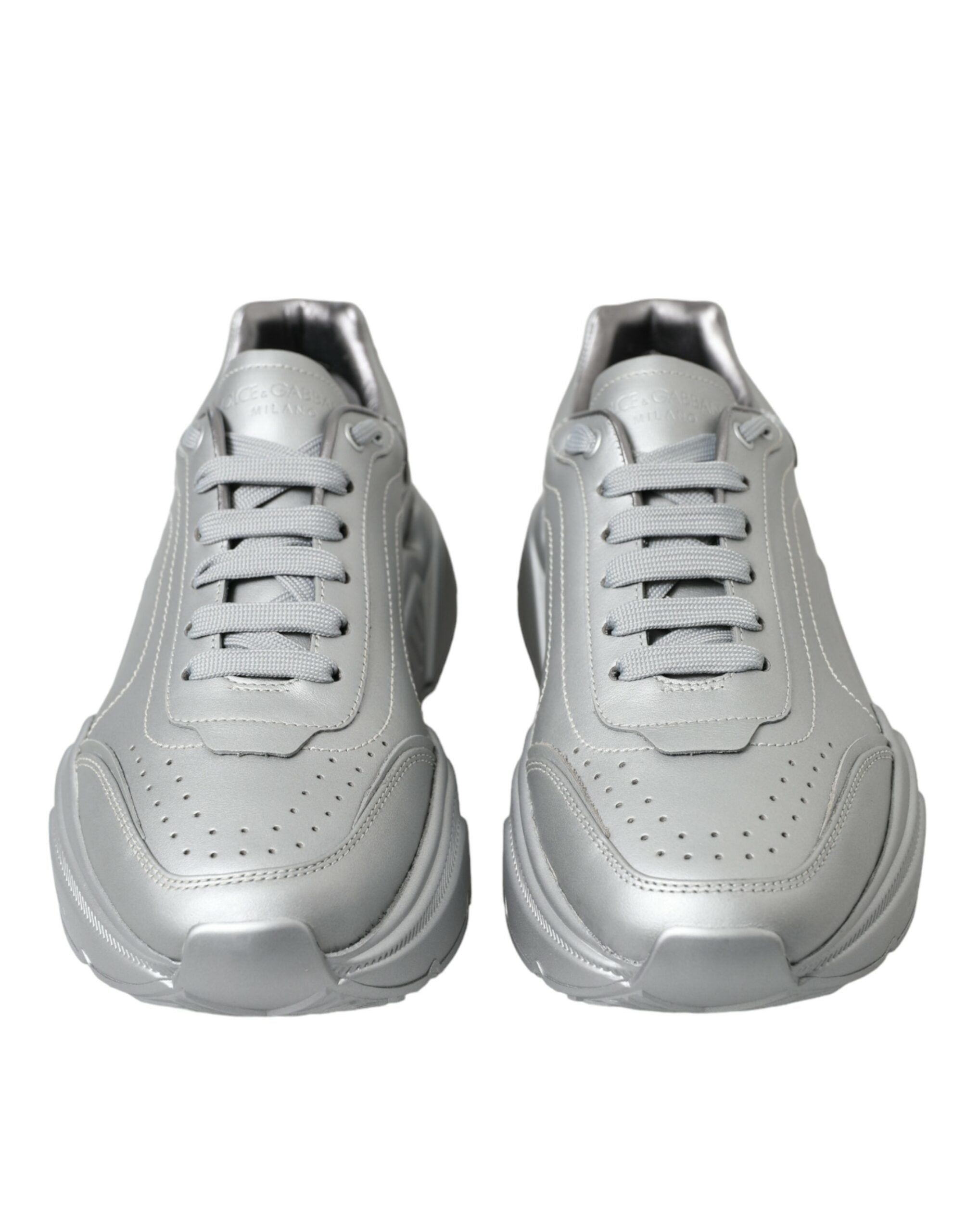 Dolce & Gabbana Silver Daymaster Läder Herr Casual Sneakers Skor