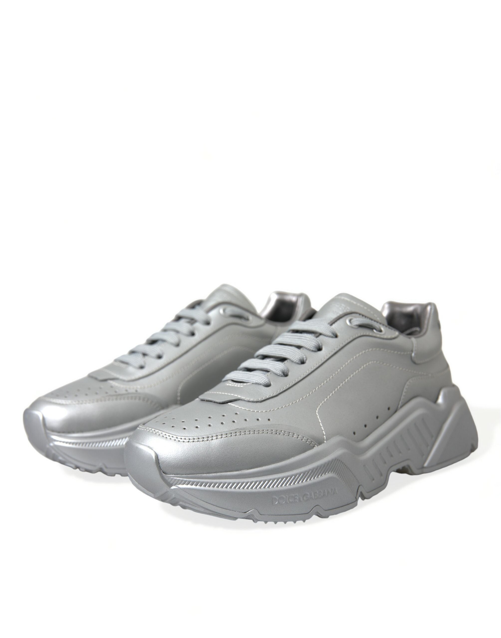Dolce & Gabbana Silver Daymaster Läder Herr Casual Sneakers Skor