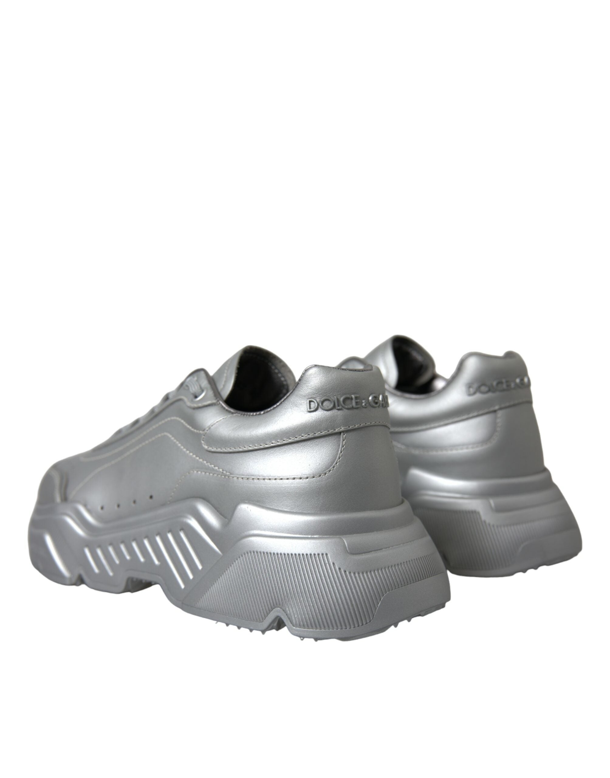 Dolce & Gabbana Silver Daymaster Läder Herr Casual Sneakers Skor