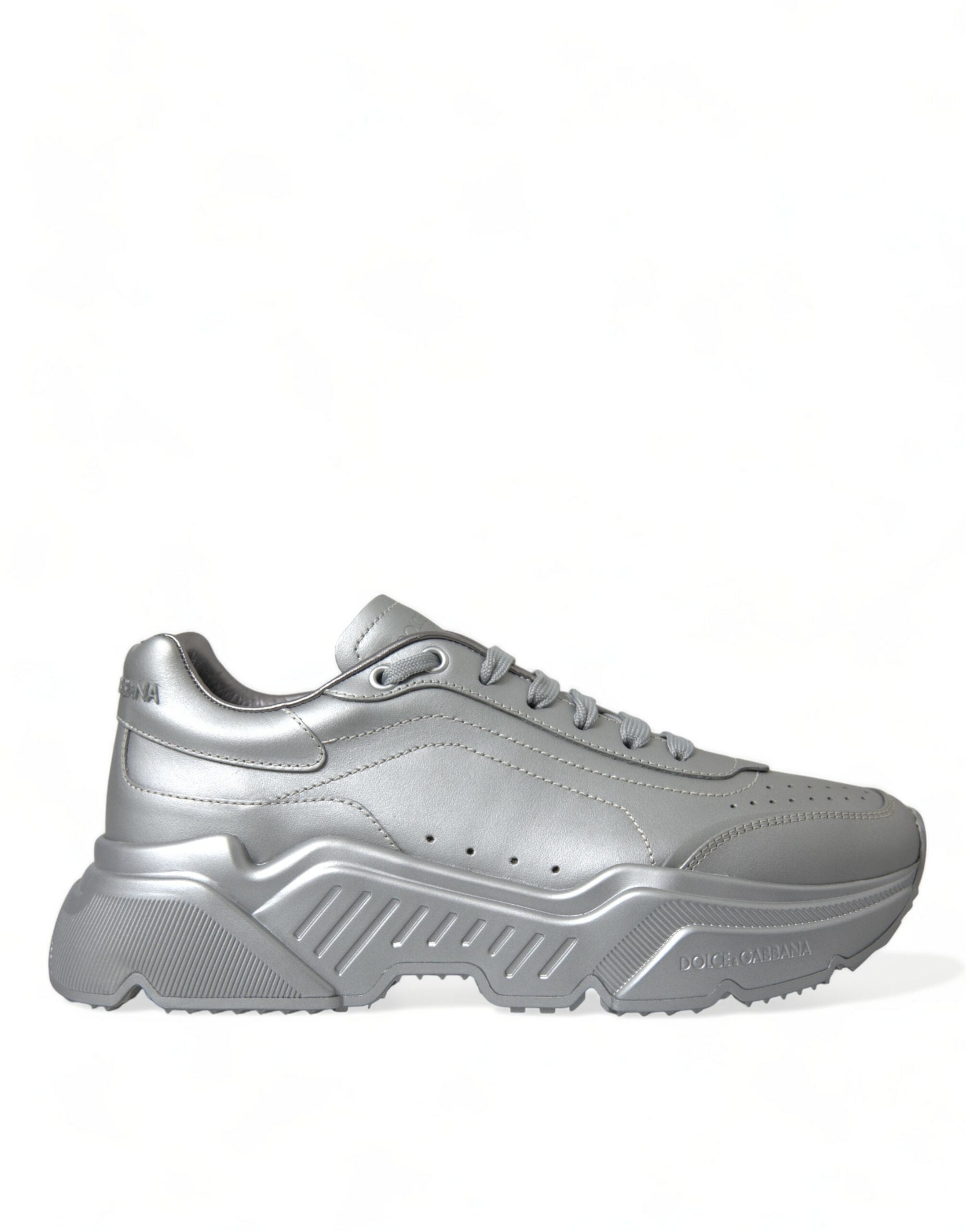 Dolce & Gabbana Silver Daymaster Läder Herr Casual Sneakers Skor