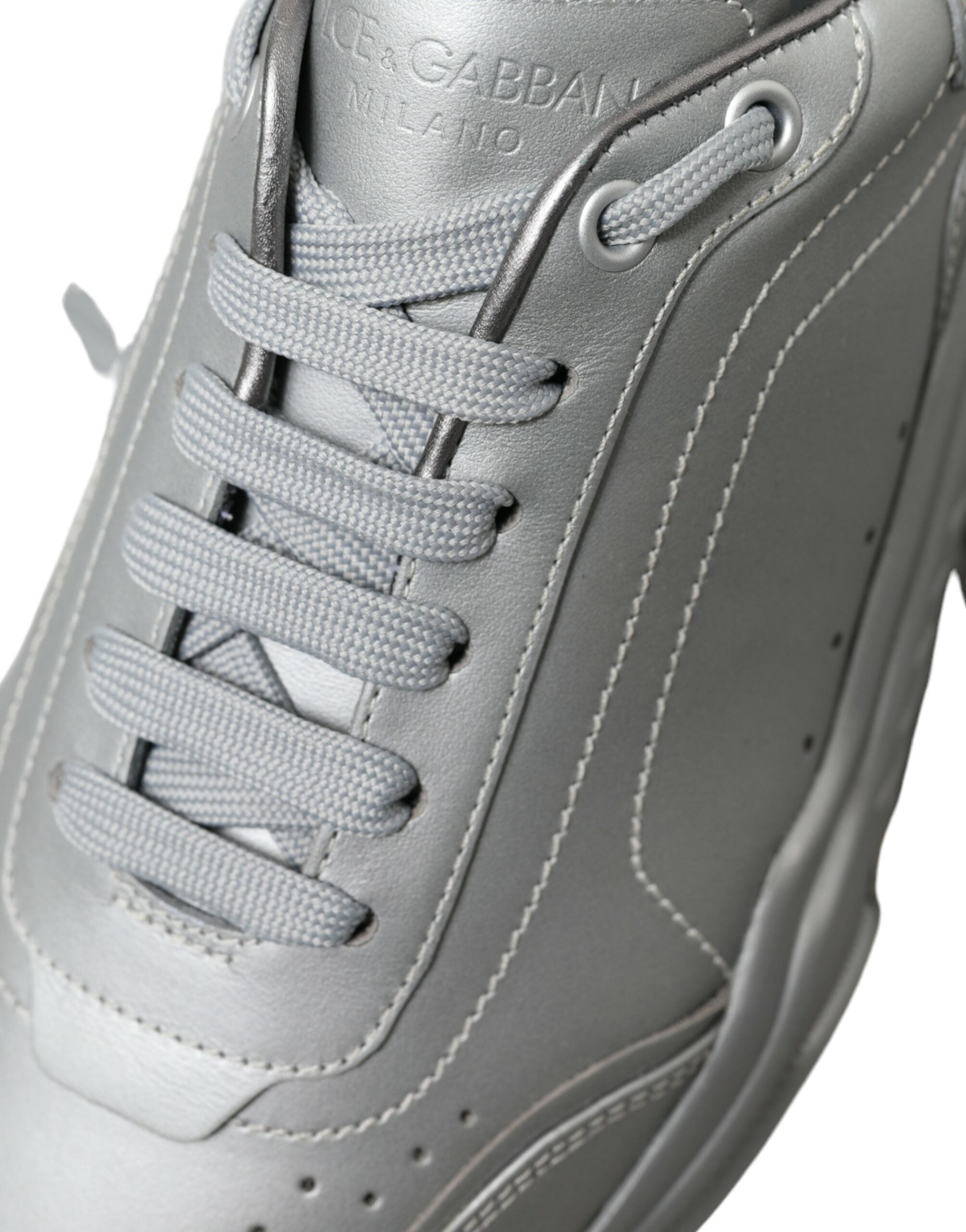 Dolce & Gabbana Silver Daymaster Läder Herr Casual Sneakers Skor