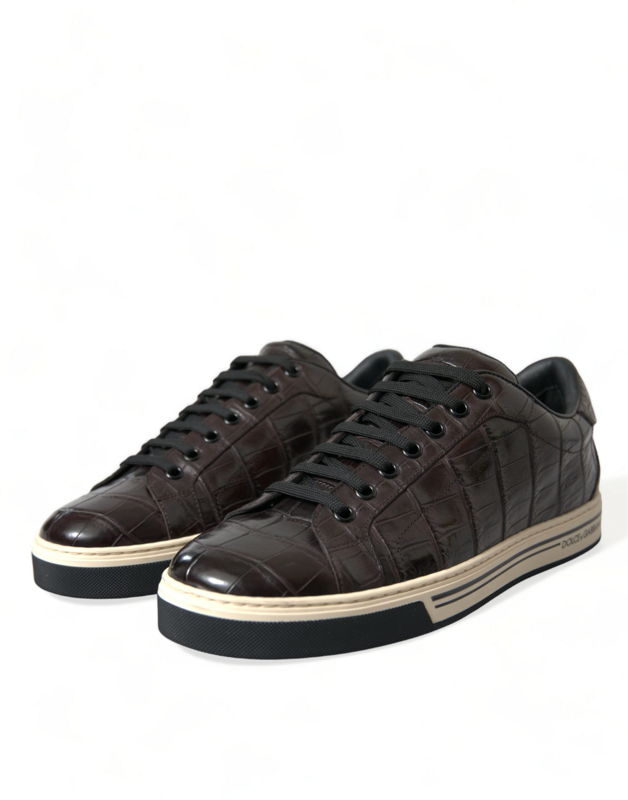 Dolce & Gabbana Bruna Krokodil Exotiska Läder Herr Casual Sneakers Skor