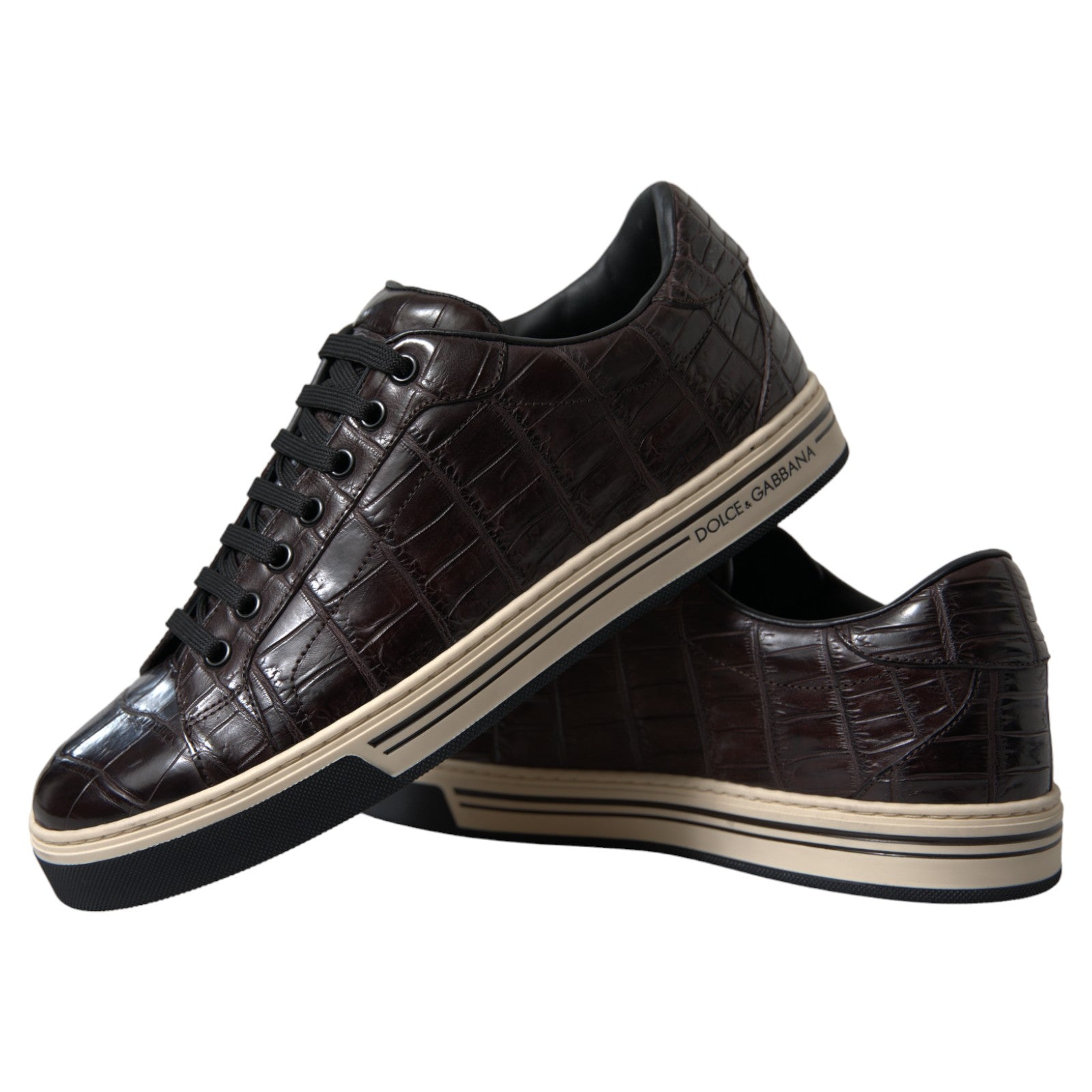 Dolce & Gabbana Bruna Krokodil Exotiska Läder Herr Casual Sneakers Skor
